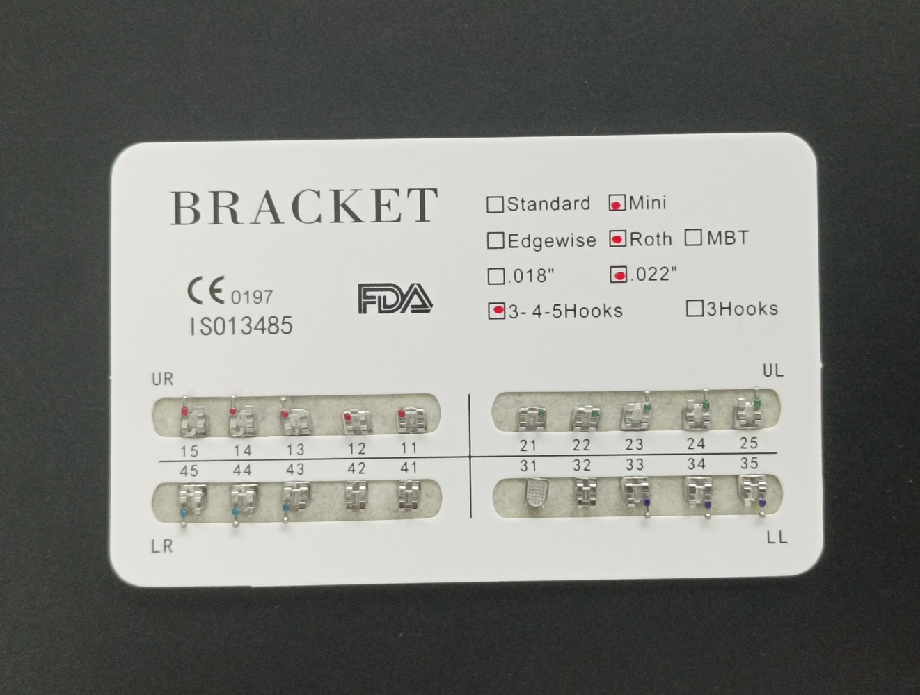 20Pcs/Kit Orthodontic Dental Metal Brackets MIM Braces Mini Roth 022 Hooks 345