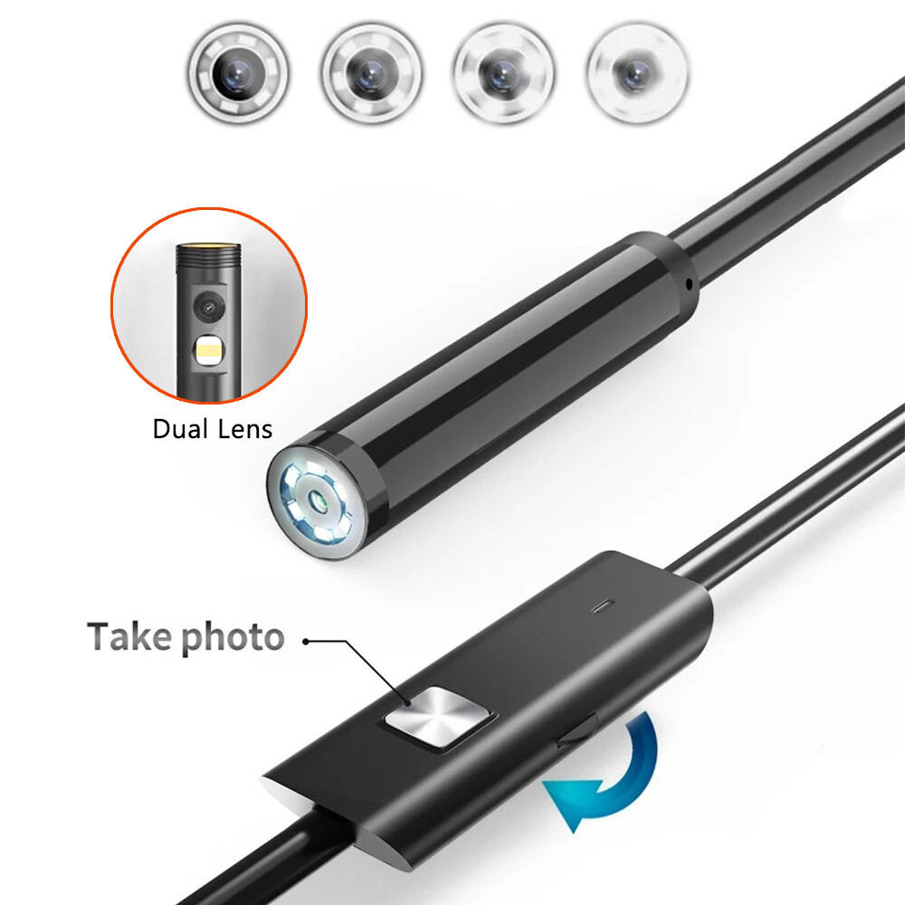 1920P HD Endoscope Camera, 8 LED Dual Lens, IP67 Waterproof for iOS/Android USA