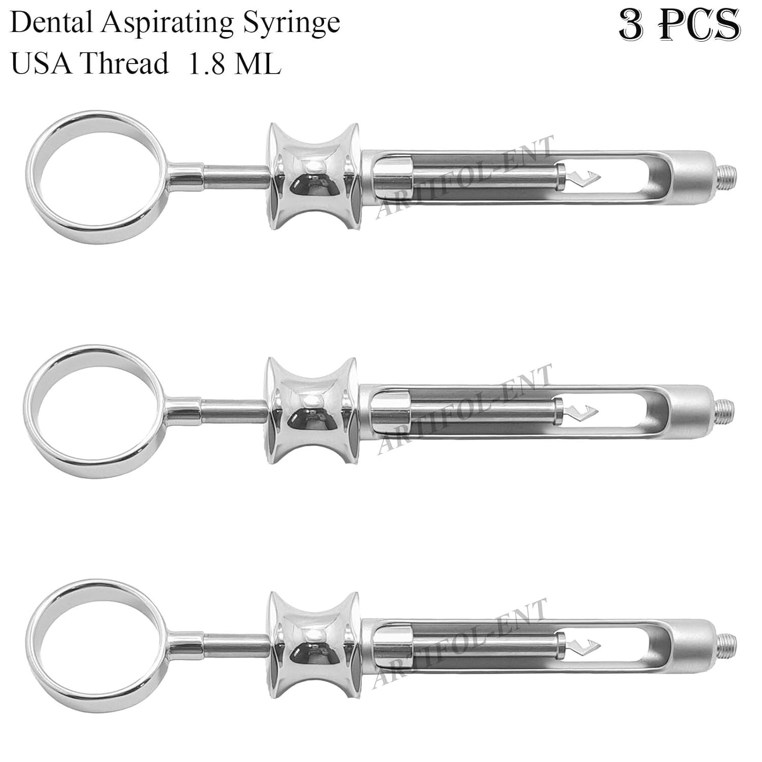 Dental Aspirating Anesthetic Syringe 1.8 ML/CC Premium Grade Material 3 Pcs