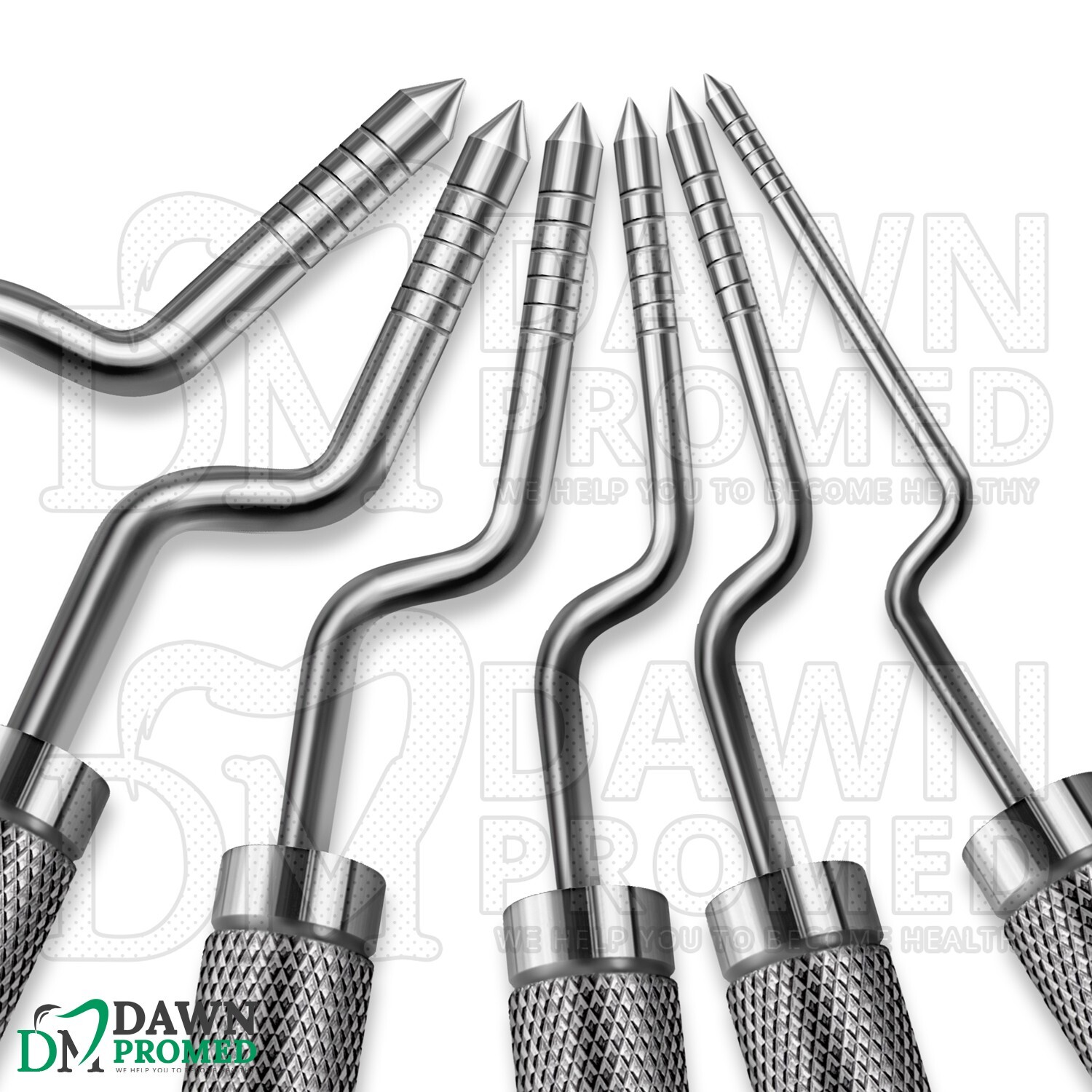 6 Pcs Convex Bone Spreading Osteotomes Angled Dental Implant Set German Grade