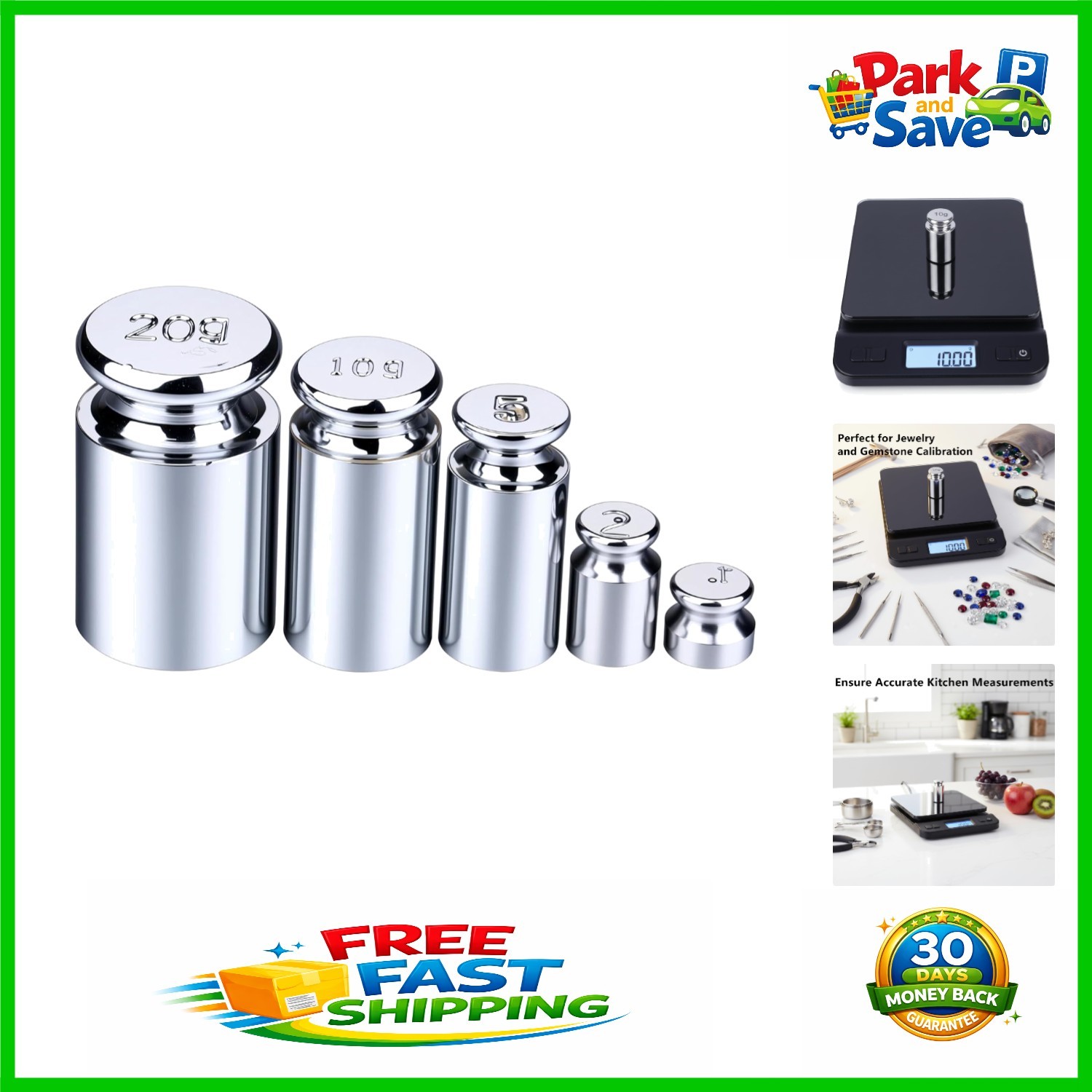 Portable 5PC Calibration Weights Set 1g-20g – Chrome for Digital Scales