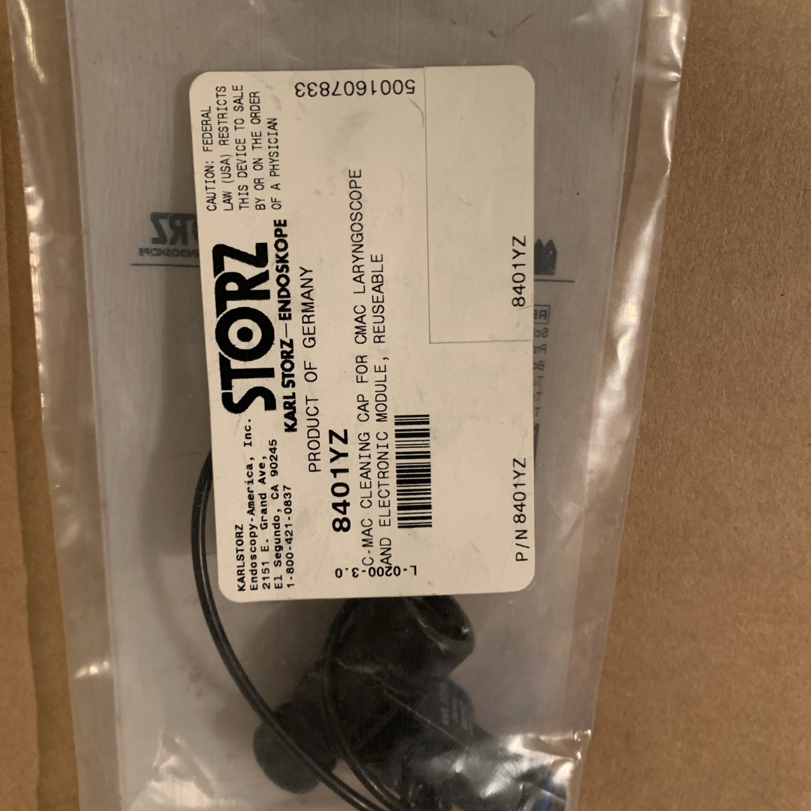 Karl Storz 8401YZ C-Mac Cleaning Cap For CMAC Laryngoscope and Electronic Module