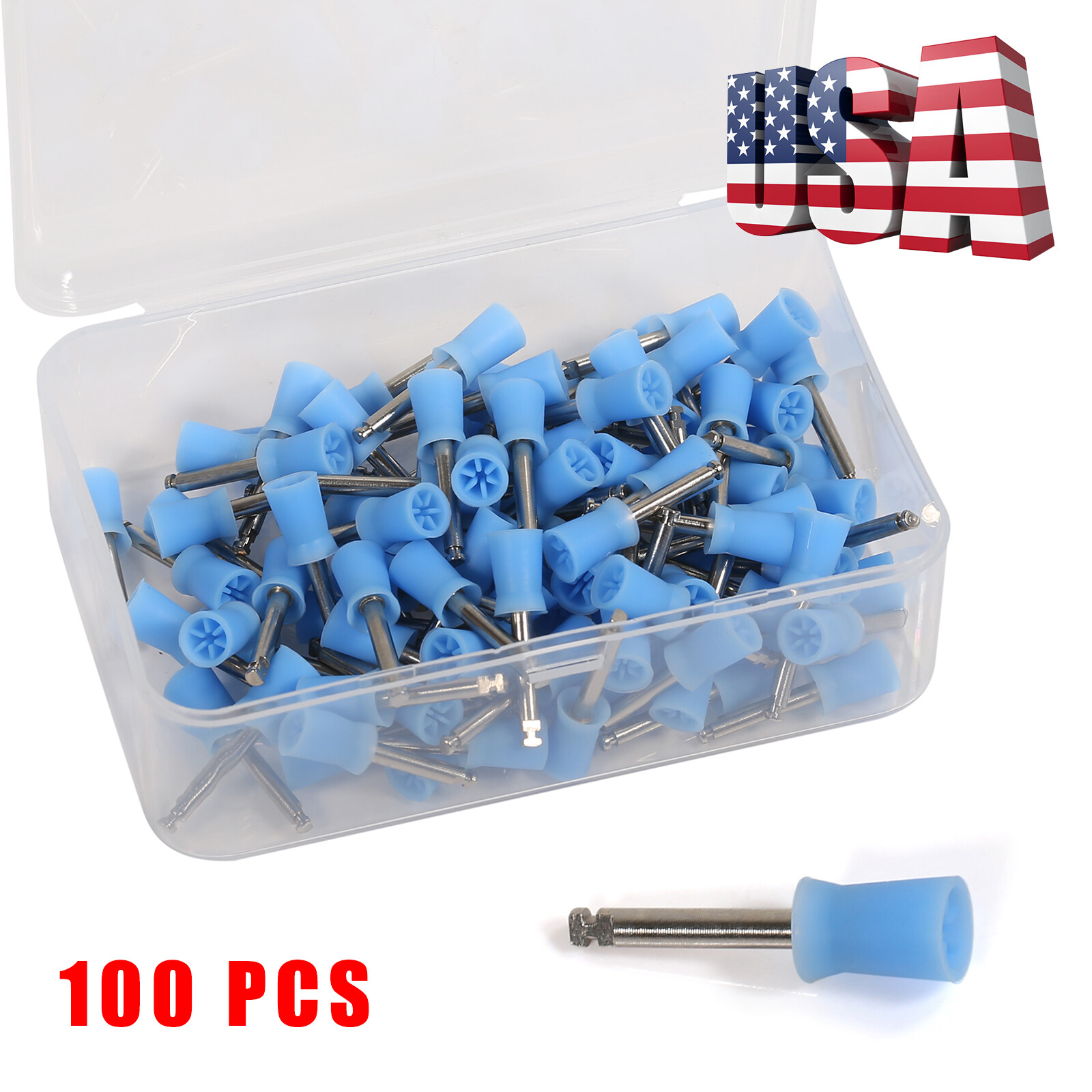 Dental Prophy Tooth Polish Polishing Cups Brushes Latch Type Rubber Blue usa
