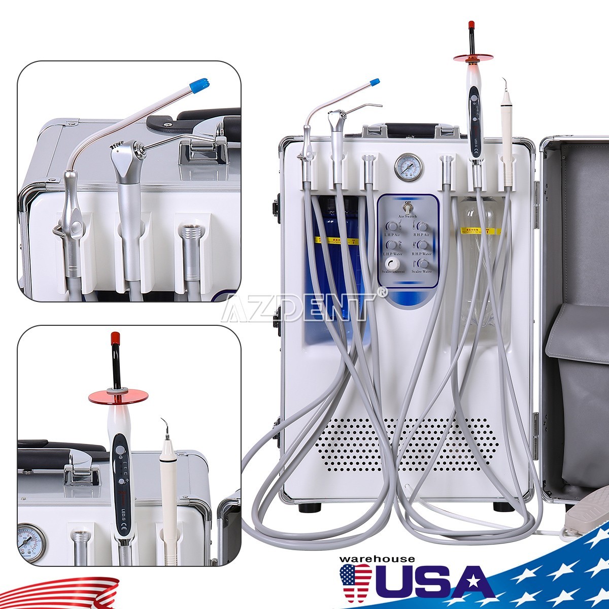 Portable Dental Mobile Delivery Unit System Air Compressor 4H/with Surgical Lamp
