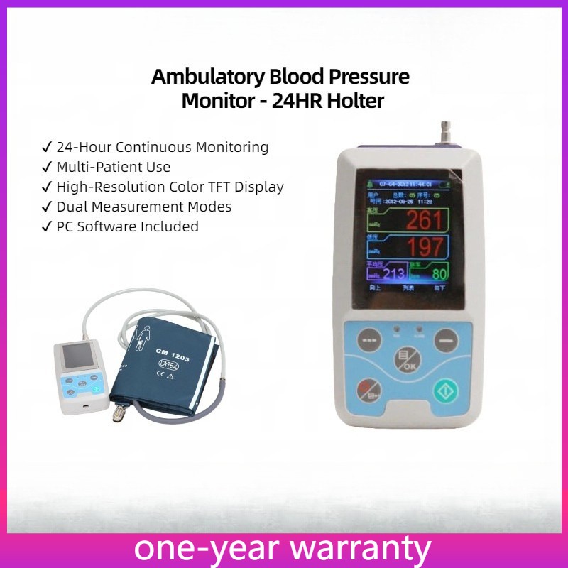 ABPM50 24HR Ambulatory Blood Pressure & ECG Holter Monitor with PC Software Cuff