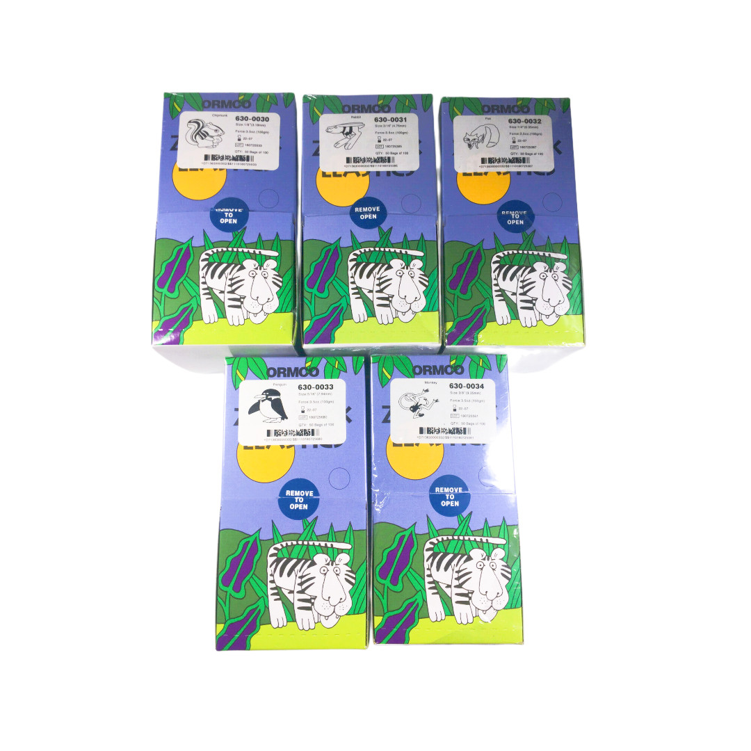 Zoo Pack Dental Orthodontic Elastics Rubber Bands 3.5OZ 1/8 3/16 1/4 5/16 3/8