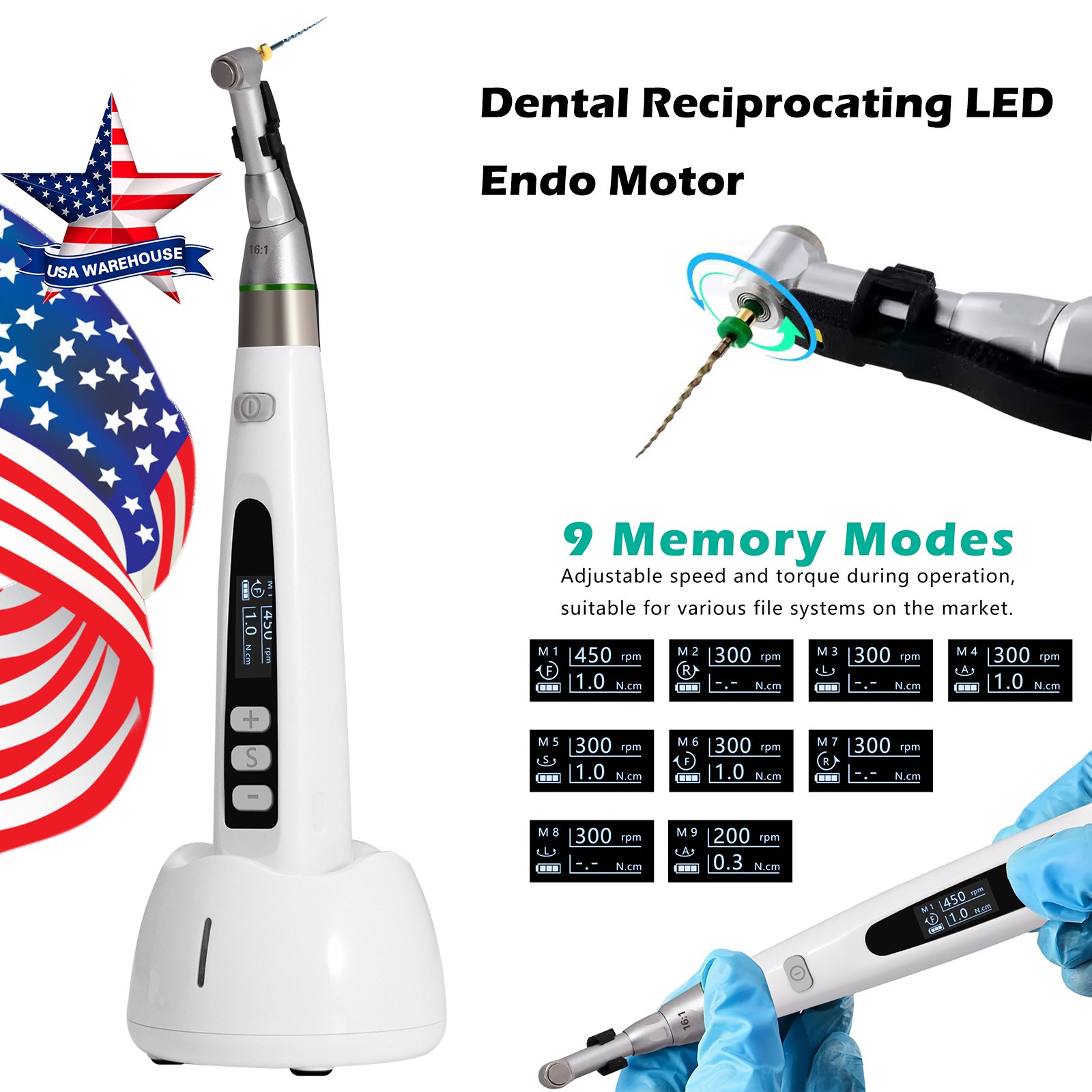 Dental Reciprocating LED 16:1 Root Canal Endo Motor / Endodontics Heated Pen
