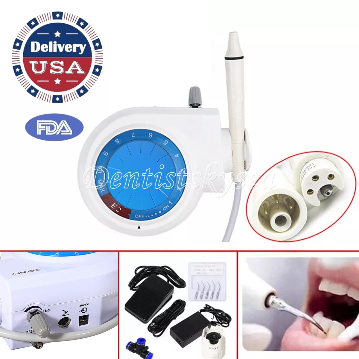 USA NEW Dental Ultrasonic Piezo Scaler Cleaner fit EMS Woodpecker tips Cables