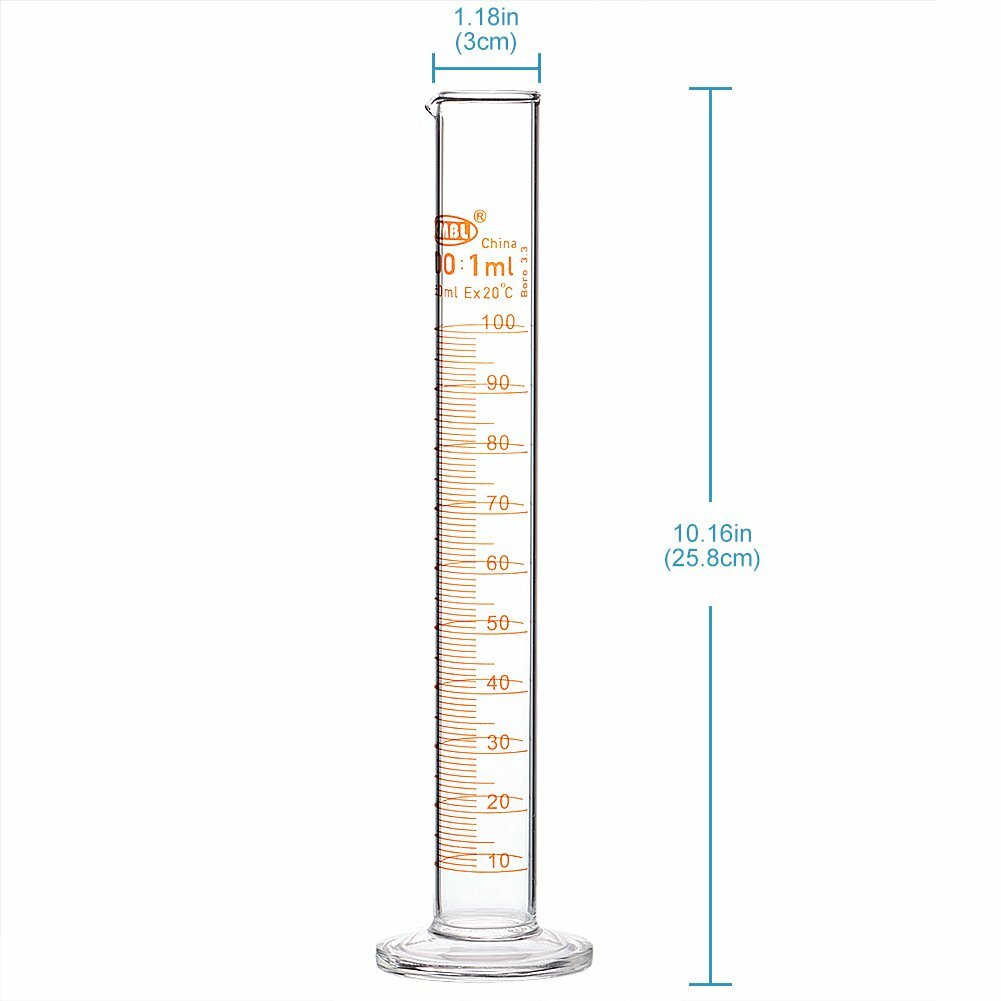 Graduated Glass Cylinder 10/20/25/50/100/500/1000ml Test Jar For Lab Fast Ship