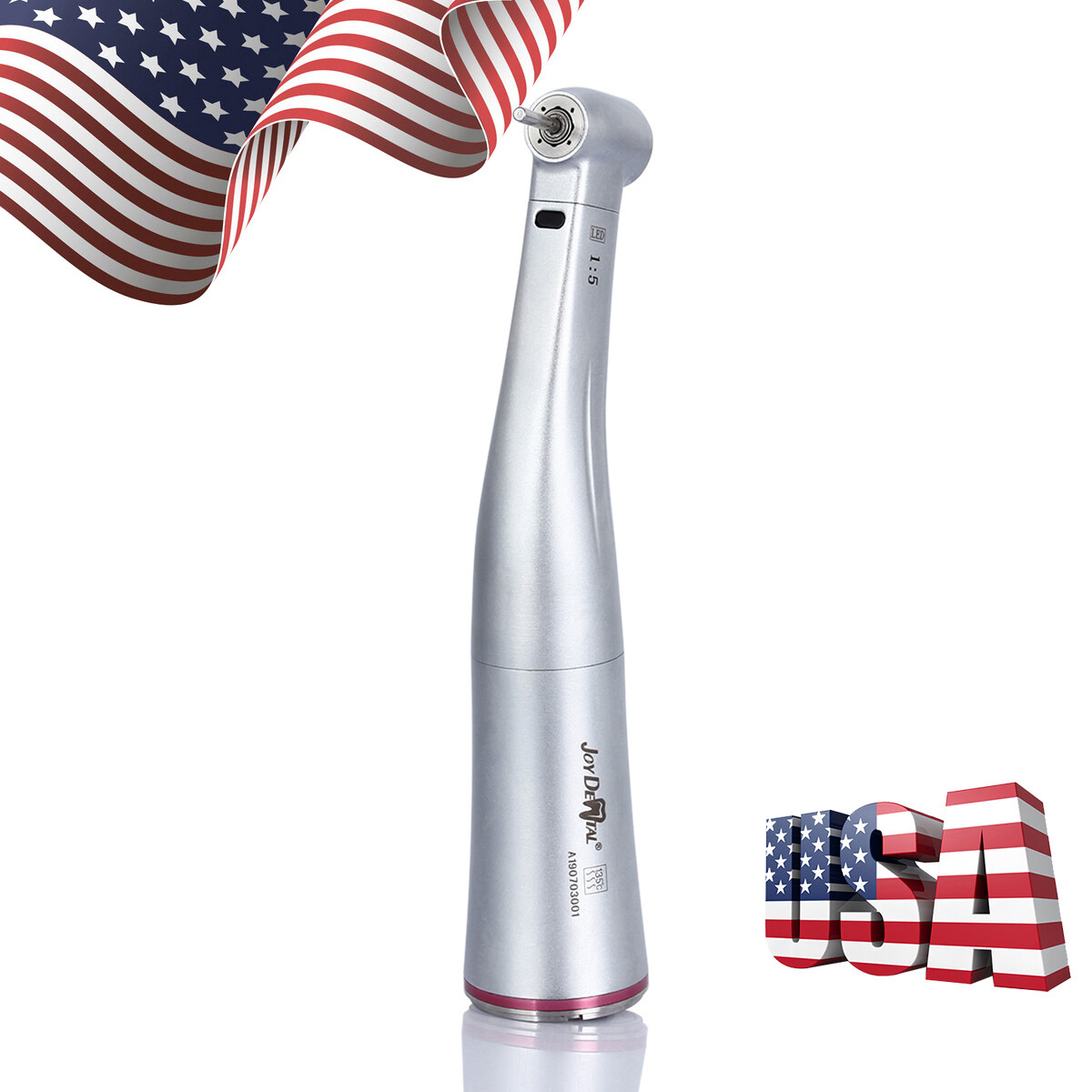 Dental LED Fiber Optic 1:5 Increase Contra Angle Handpiece Internal 4 Way Spray