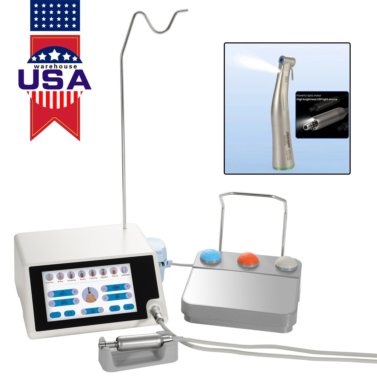 Dental Implant Motor Brushless Surgical Touch Screen Machine +20:1 LED Handpiece