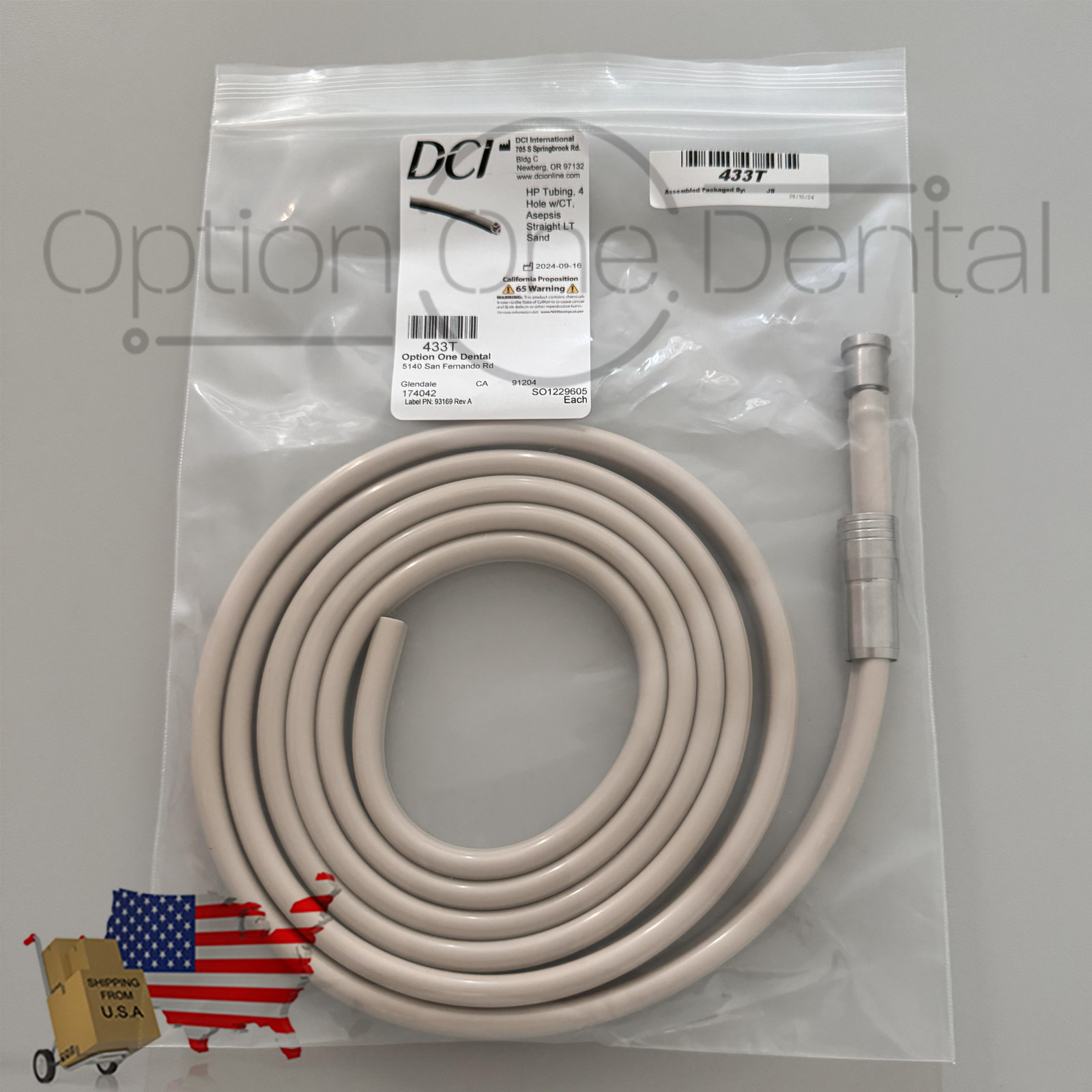 Dental Handpiece Tubing High Quality Four Hole Tubing Light Sand 7′ USA DCI 433T