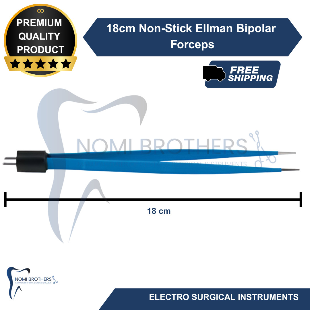 Ellman Bipolar Forceps Non Stick 18cm 1mm Tip With Reusable Cable CE