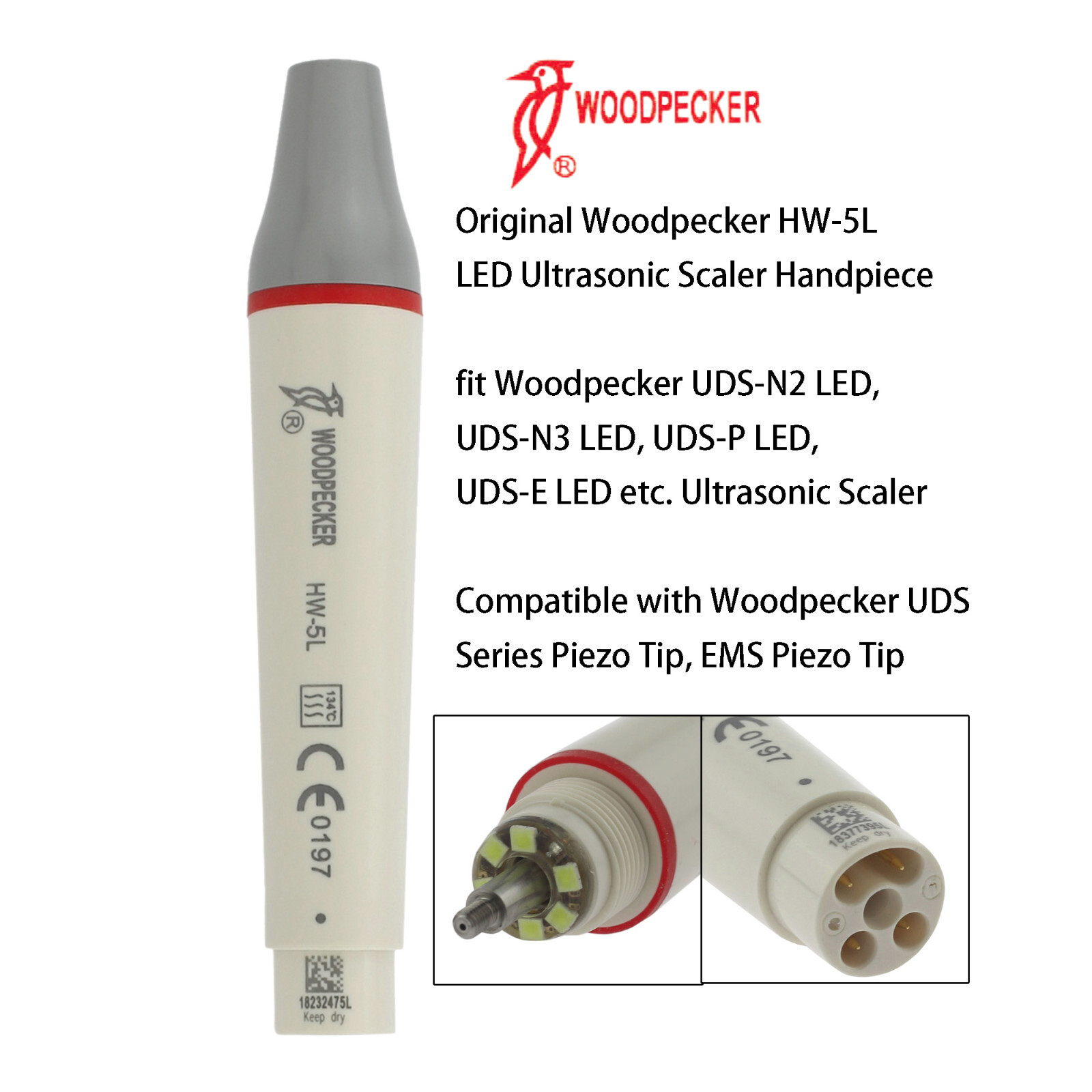 Woodpecker HW-3H Piezo Ultrasonic Scaler Handpiece EMS Piezon LED HP-5L HW-5L
