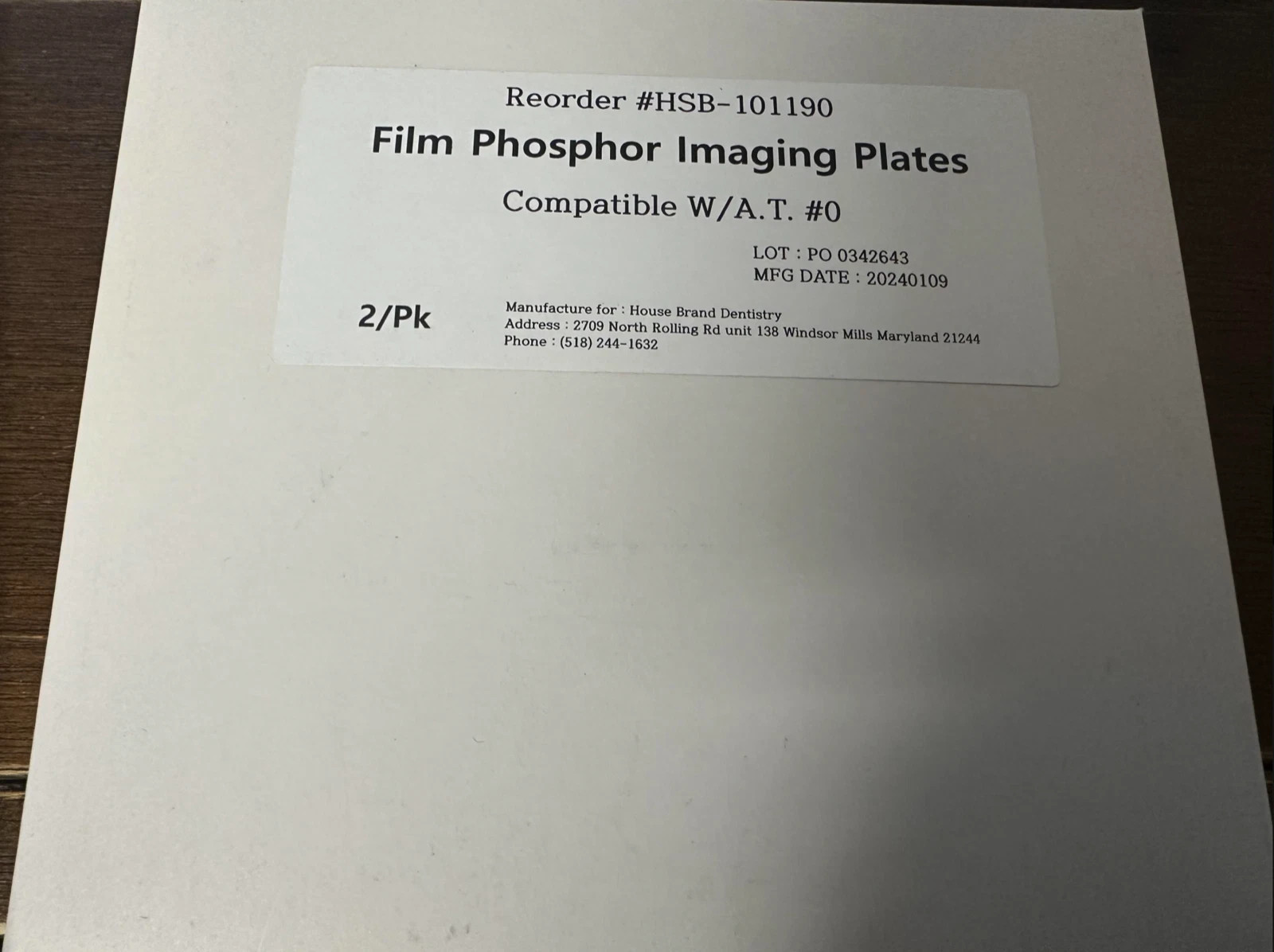 ScanX Compatible Phosphor Plates Barrier Envelopes Size #0 (2/Bx)