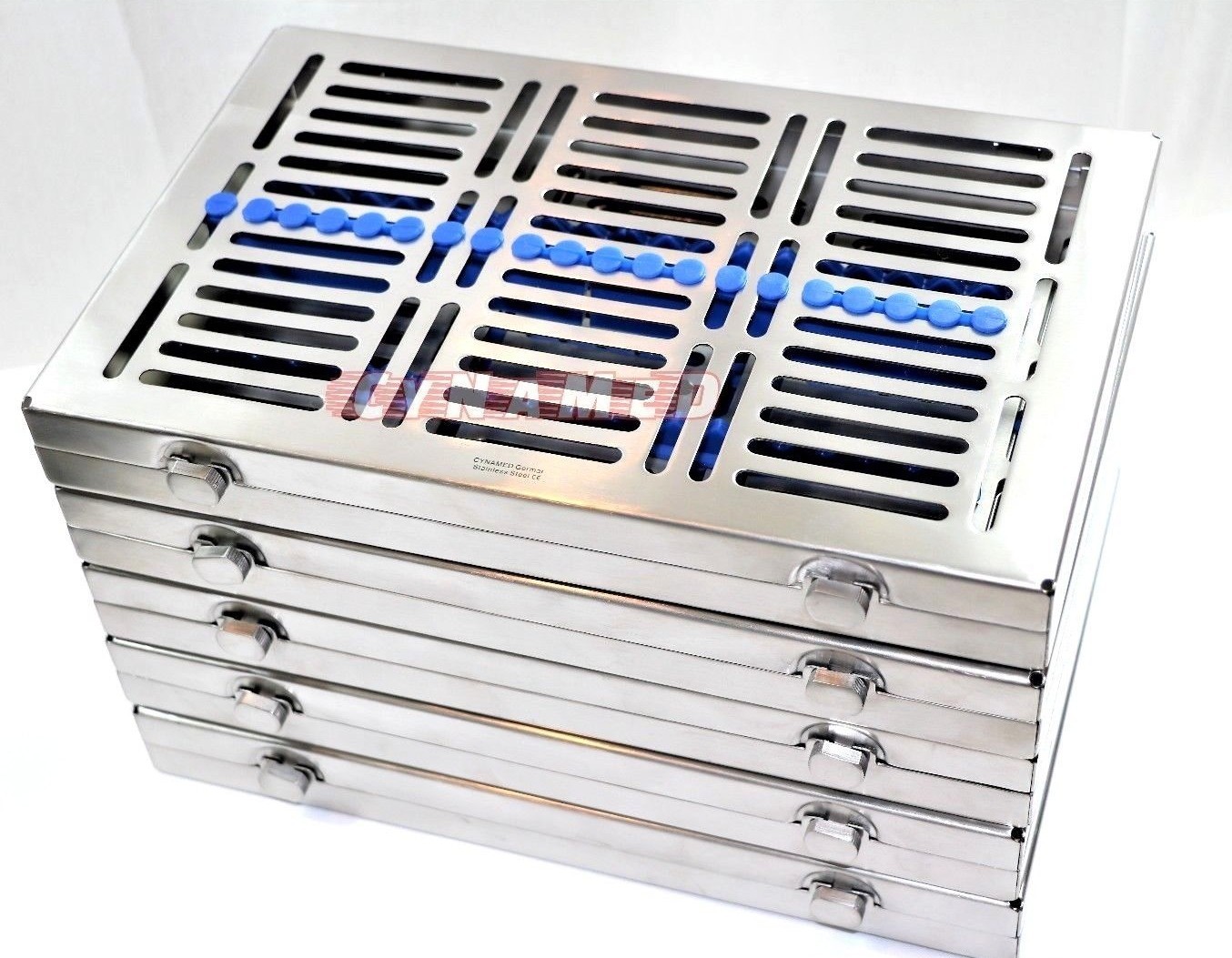 5GERMAN DENTAL AUTOCLAVE STERILIZATION CASSETTE TRAY INSTRUMENT 11.25X7.25X1.25″