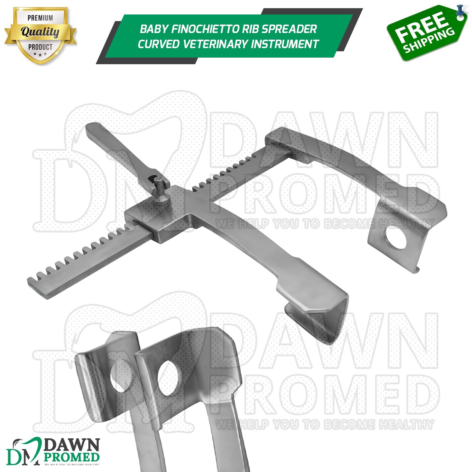 Baby Finochietto Rib Spreader Curved 18mmx20mmx75mm Veterinary Instrument