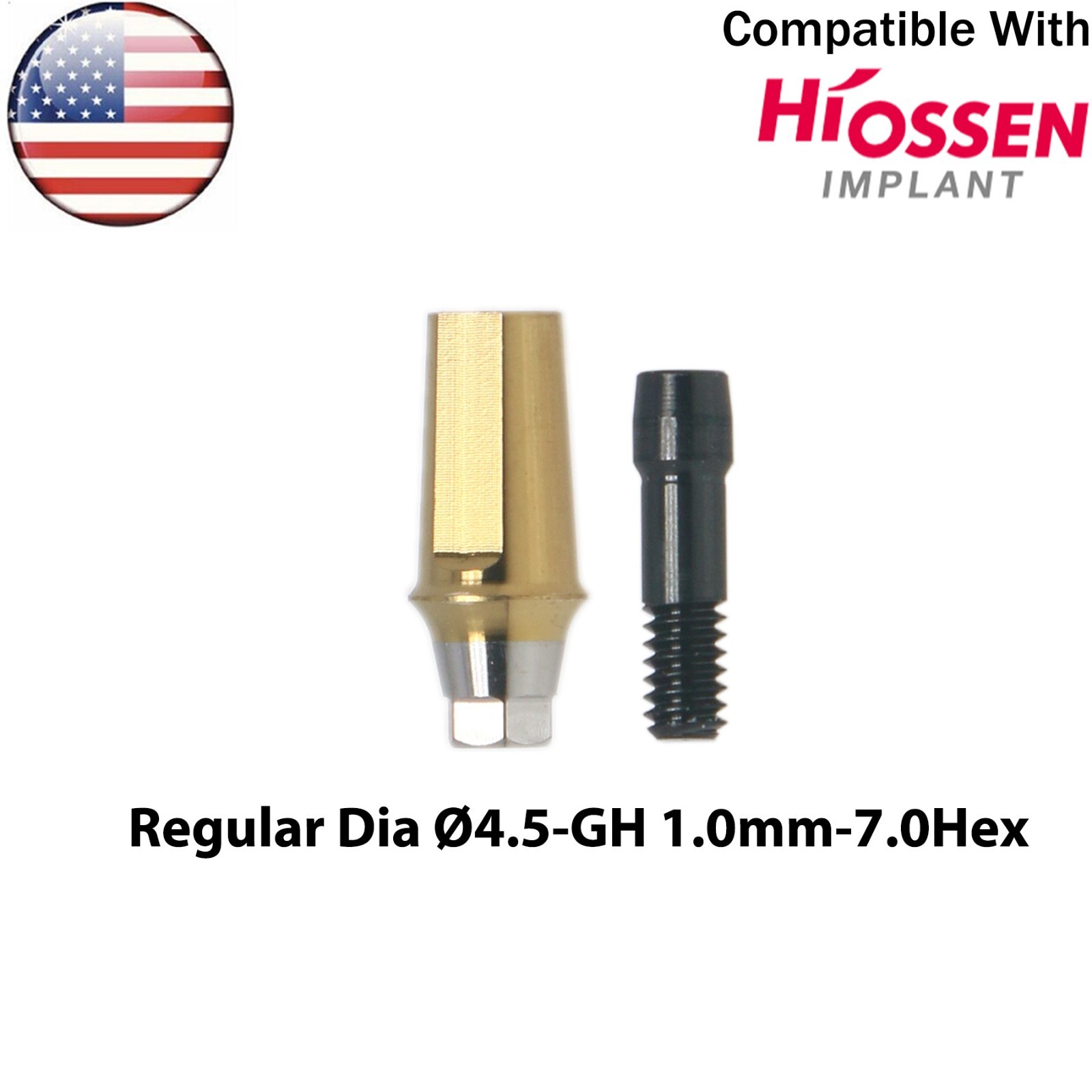 US Titanium Straight Transfer Abutment Hex Compatible Hiossen Oss Mini/Regular