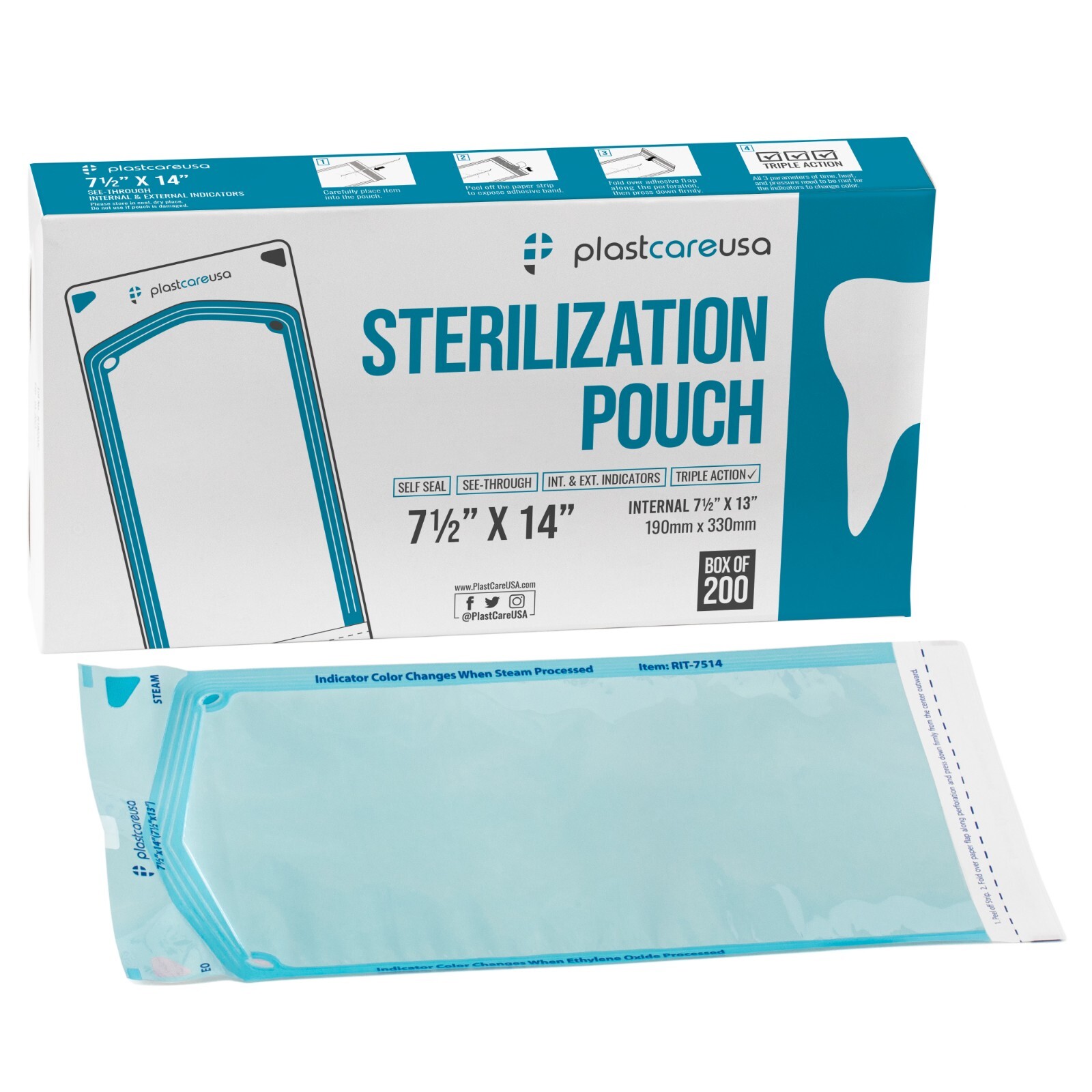 1000 7.5″ x 13″ Self-Sealing Sterilization Pouch (5 Boxes) Tattoo Dental Pouches