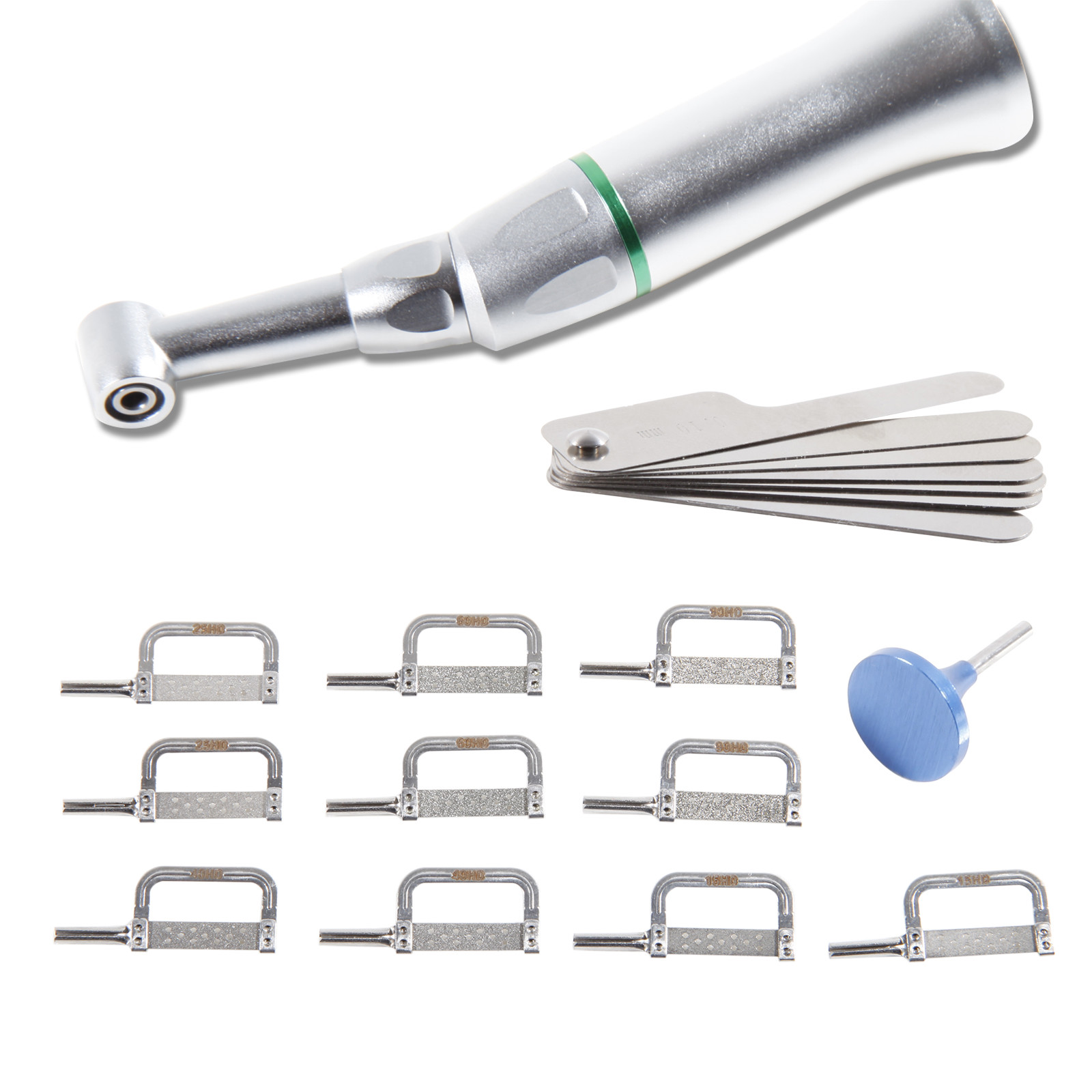 4:1 Reduction Dental Contra Angle IPR Handpiece & 10 Interproximal Strips Kit q*