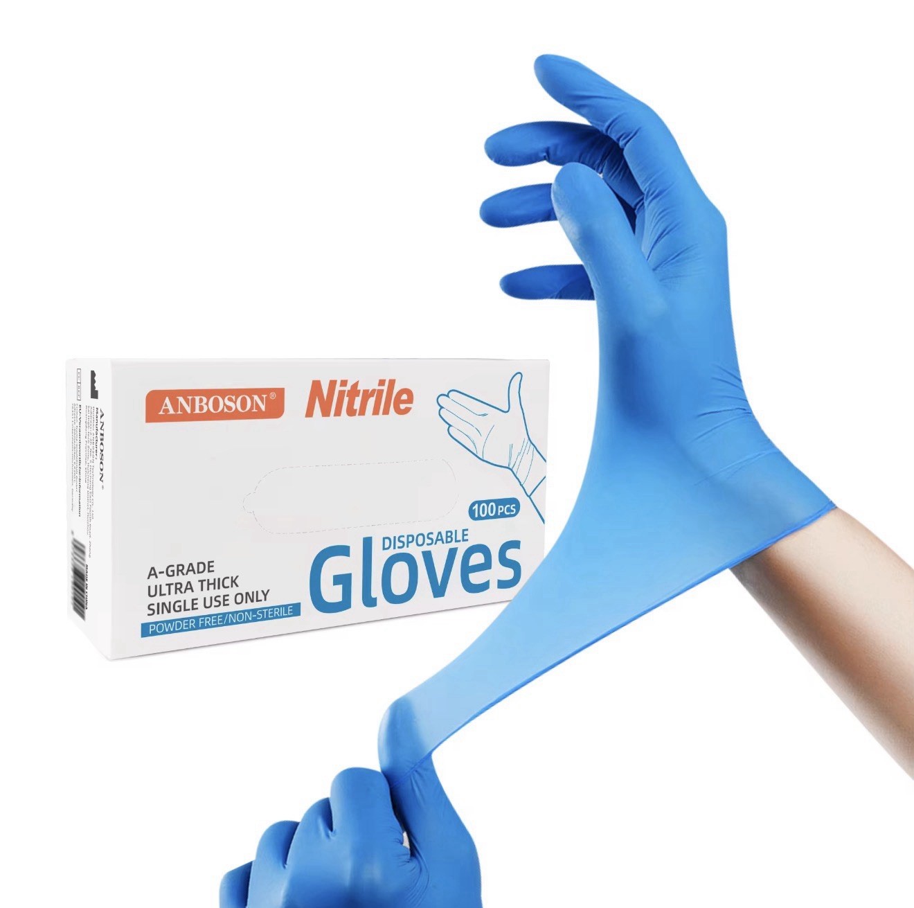 100 Pcs (1box) 4 Mil Ultra Thick Medium Size Nitrile Gloves Blue Powder Free
