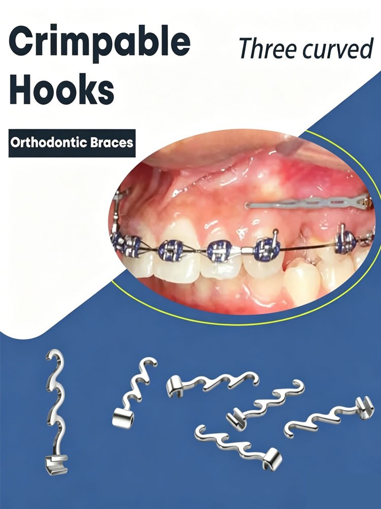 10pcs/pack Dental Crimpable Hook 3Hooks Spiral Multi Function Curved Left Right