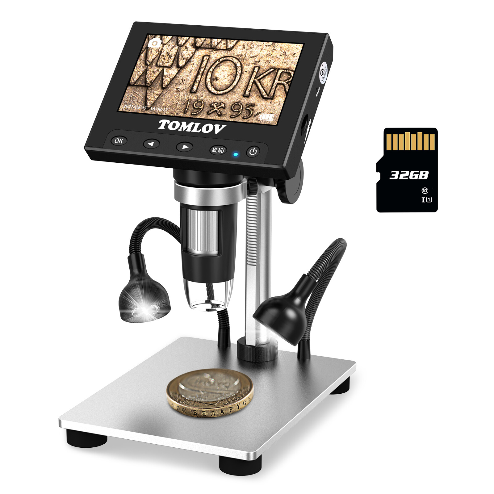 TOMLOV 4.3″ LCD Digital Microscope 200-1000X Microscope Coin Jewellry Collector