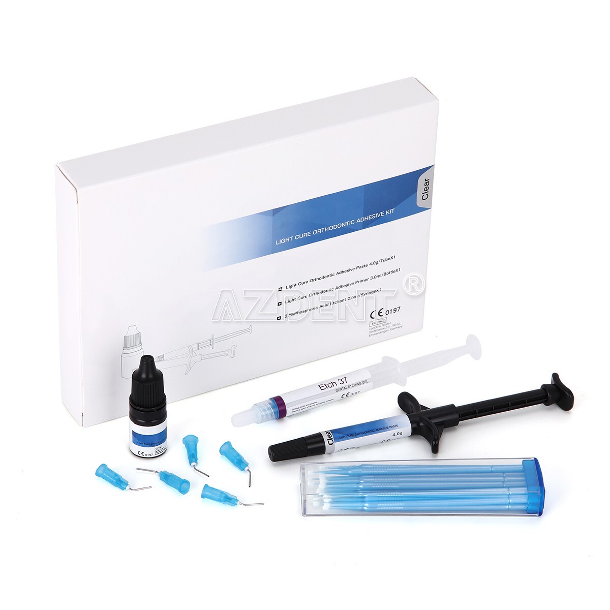 Dental Orthodontic Light Cure Adhesive Paste Acid Etchant Bonding Blue Glue Kits