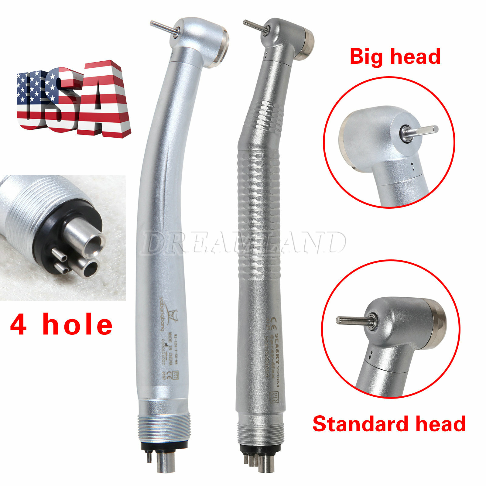 Dental High Speed Handpiece 4Hole Push Single Spray Large Big /Standard
