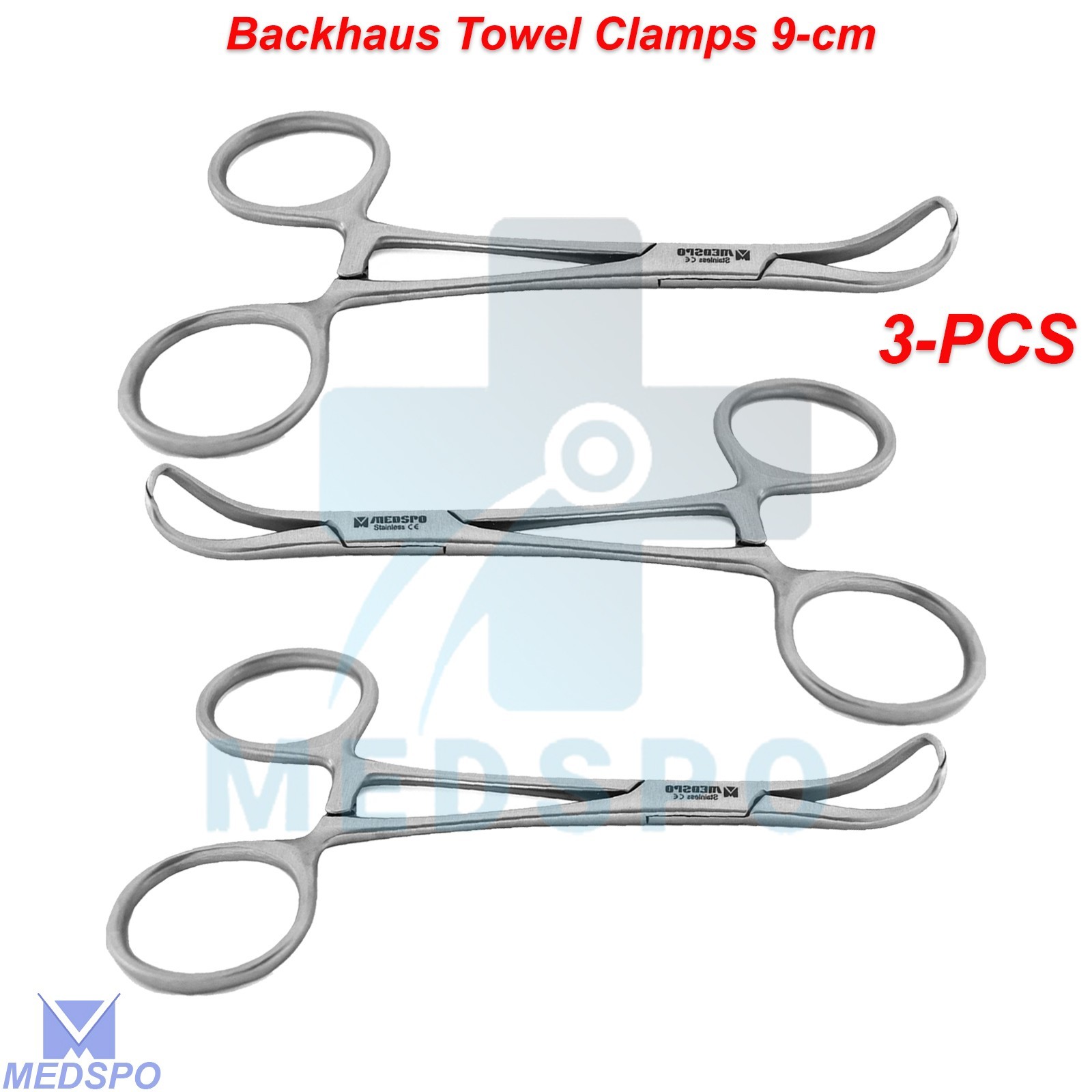 3 Pcs Surgical Backhaus Towel Clamp Grasping Tissue Forceps Veterinary Tools
