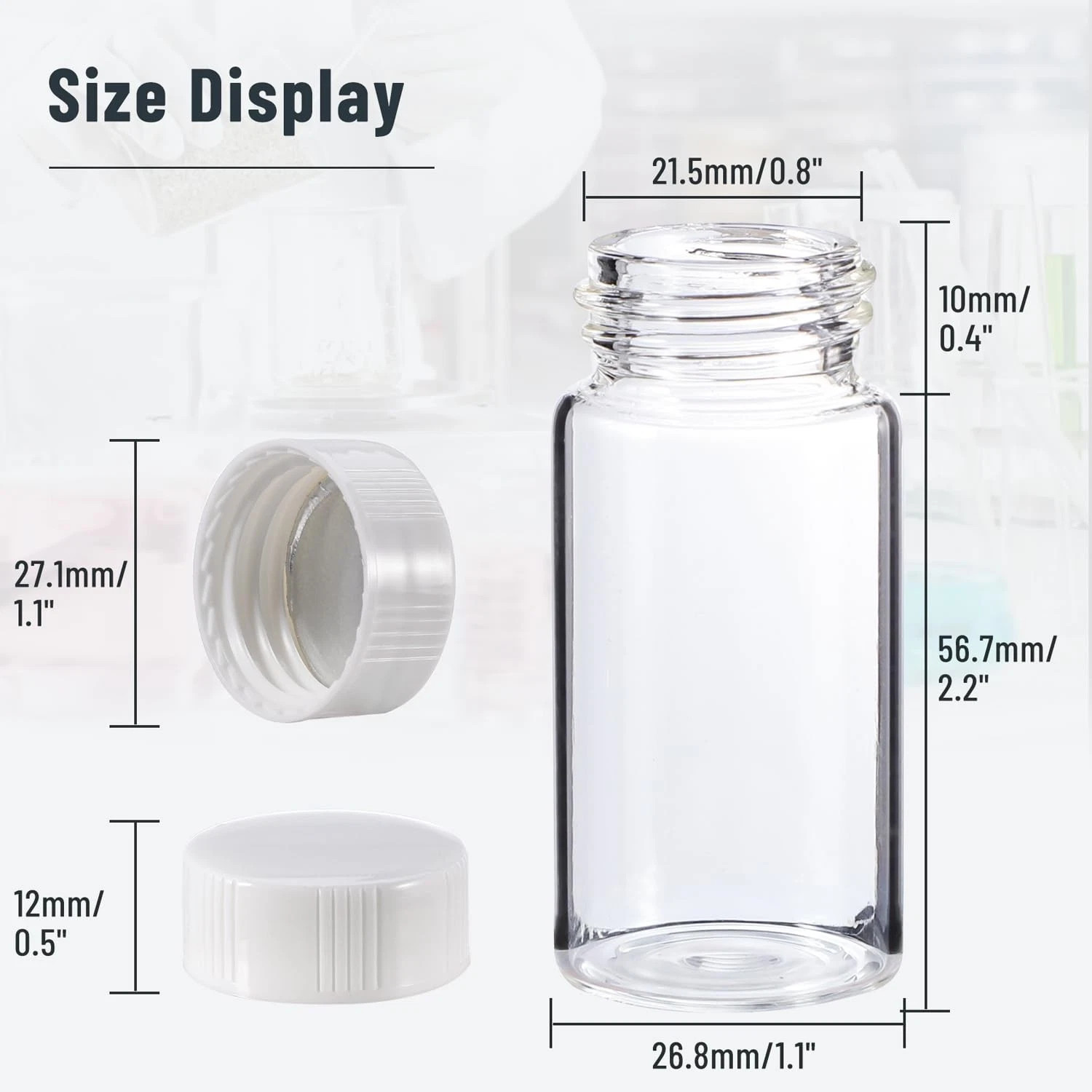 500PCS 20ml Disposable Scintillation Glass Vials Sealed W/lids
