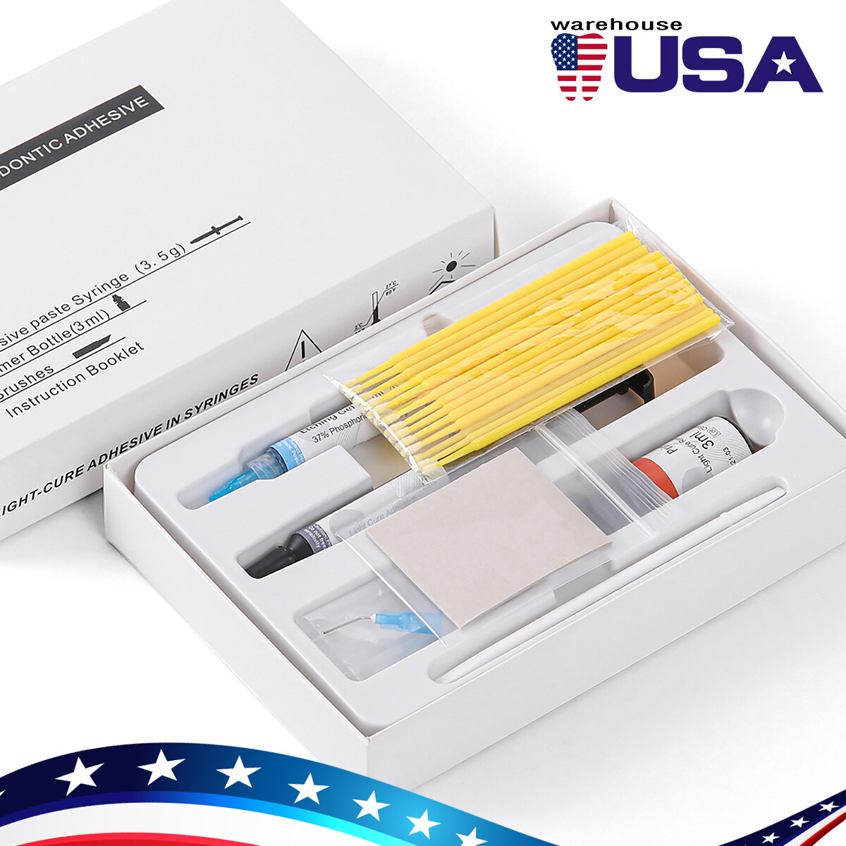 Dental Orthodontic Light Cure Composite Syringe Kit Bonding System Adhesive Set