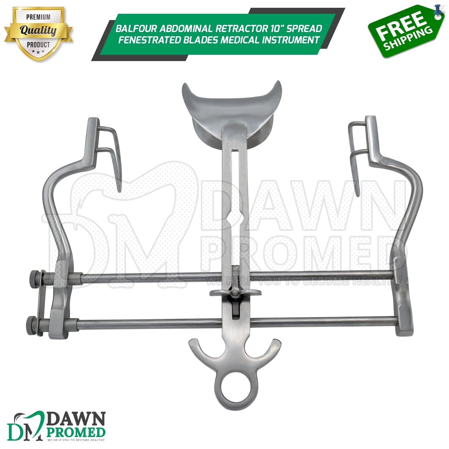 Balfour Abdominal Retractor 10″ Spread Fenestrated Blades Medical German Grade