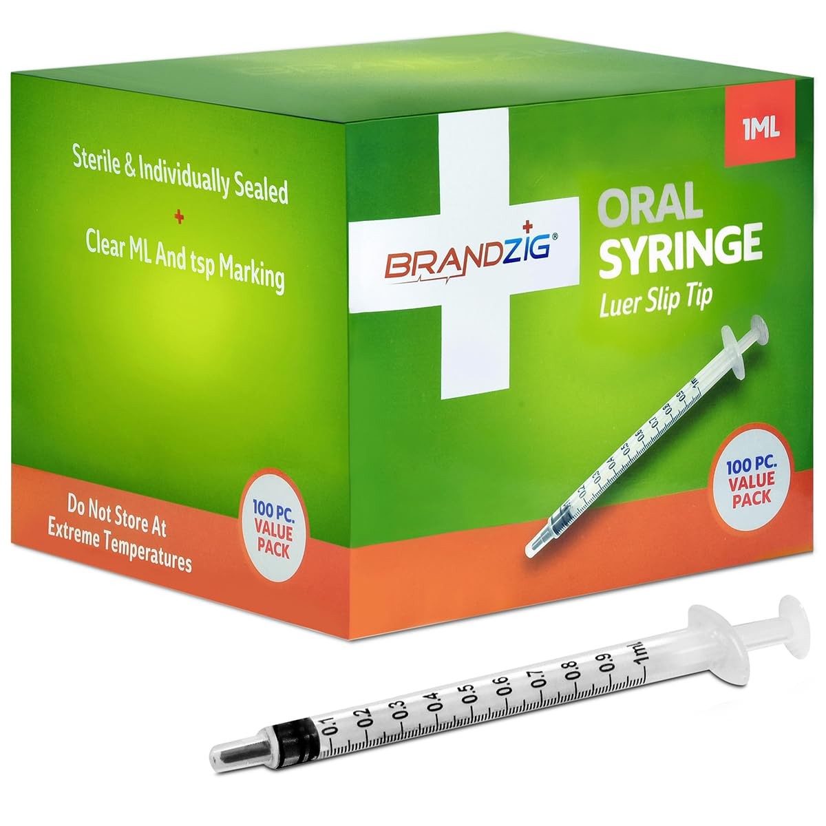 Sterile 1ml Oral Syringe 100 Pack Luer Slip Tip No Needle Oral Syringe Without