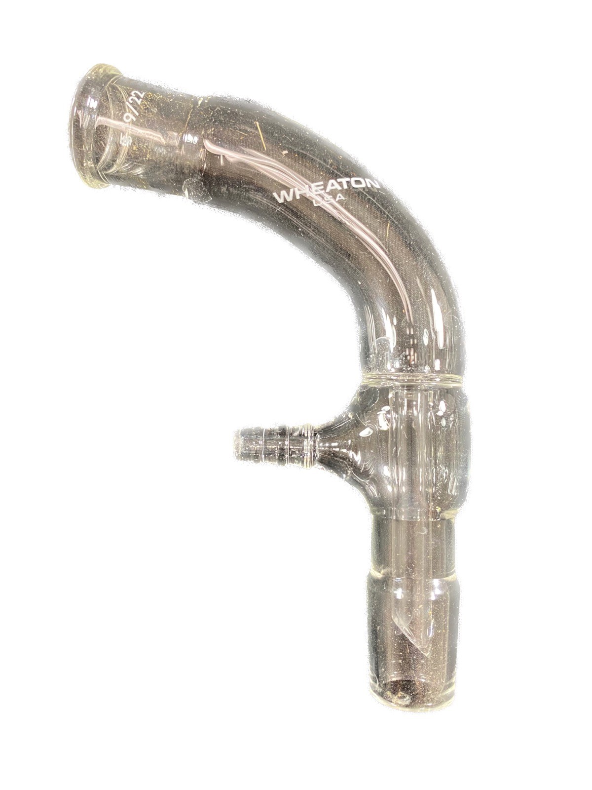 WHEATON Glass 19/22 Joint 105° Vacuum Take-Off Distillation Adapter 276410-0000