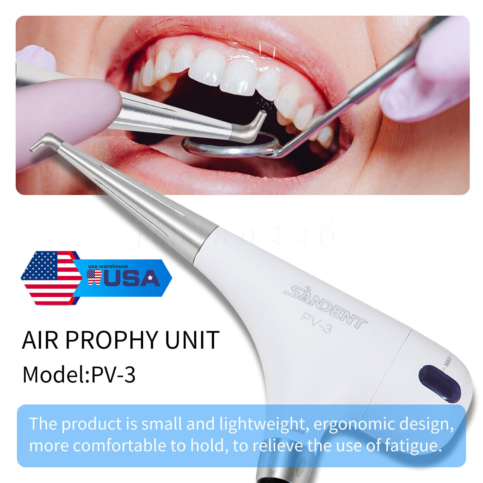 Dental Air Flow Teeth Polishing Polisher Handpiece Hygiene Air Prophy Jet 4Holes