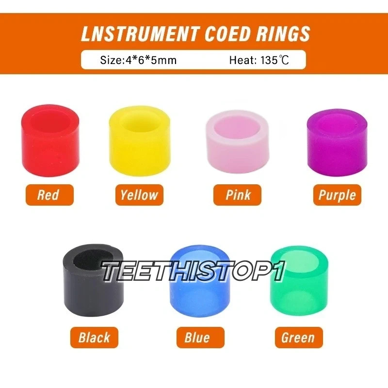 100/Box Dental Small Silicone Color Code Rings Bands Hygienist Instruments