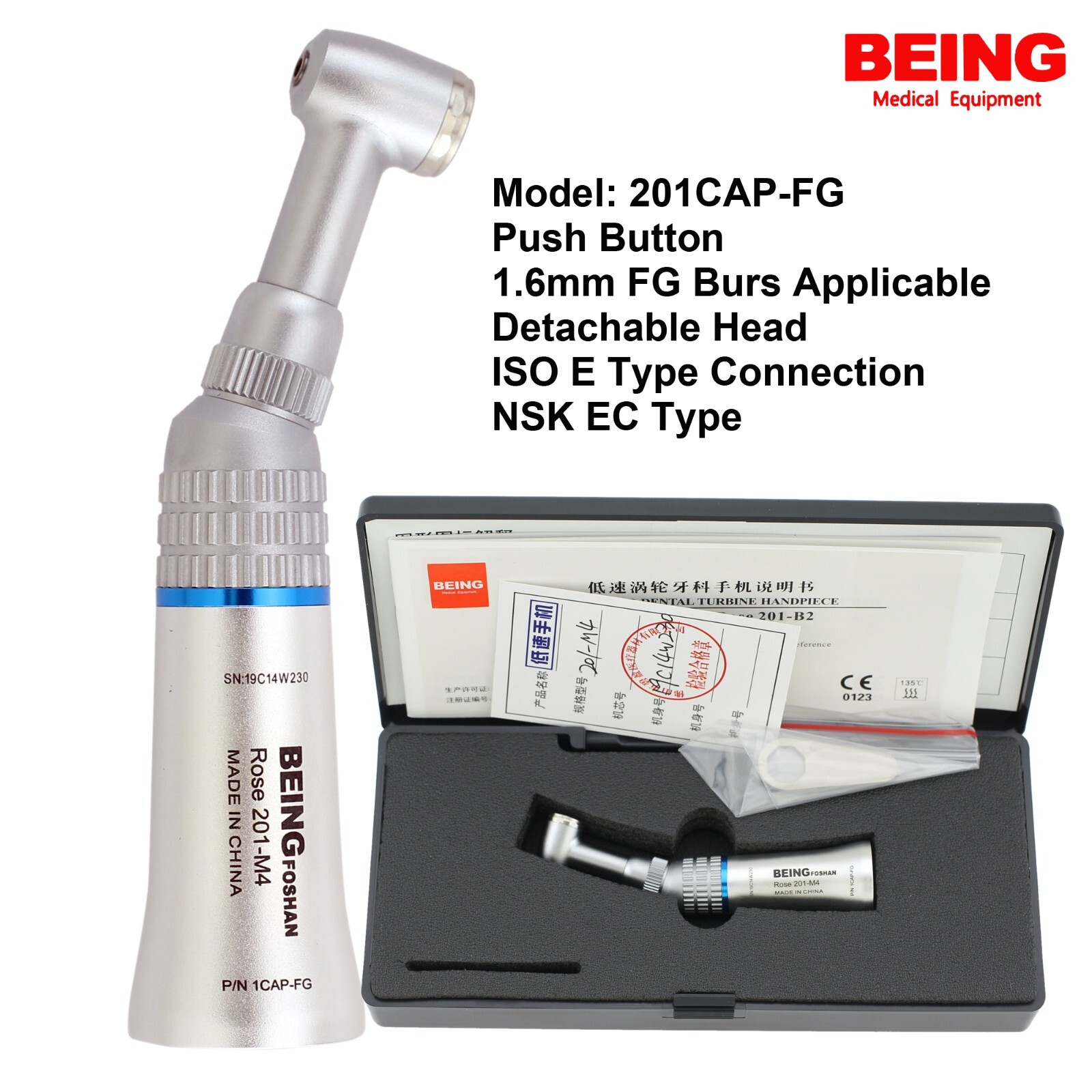 BEING Hygiene Prophy Handpiece Endo 4:1 Contra Angle Low Speed 1:1 NSK EC EX-5B