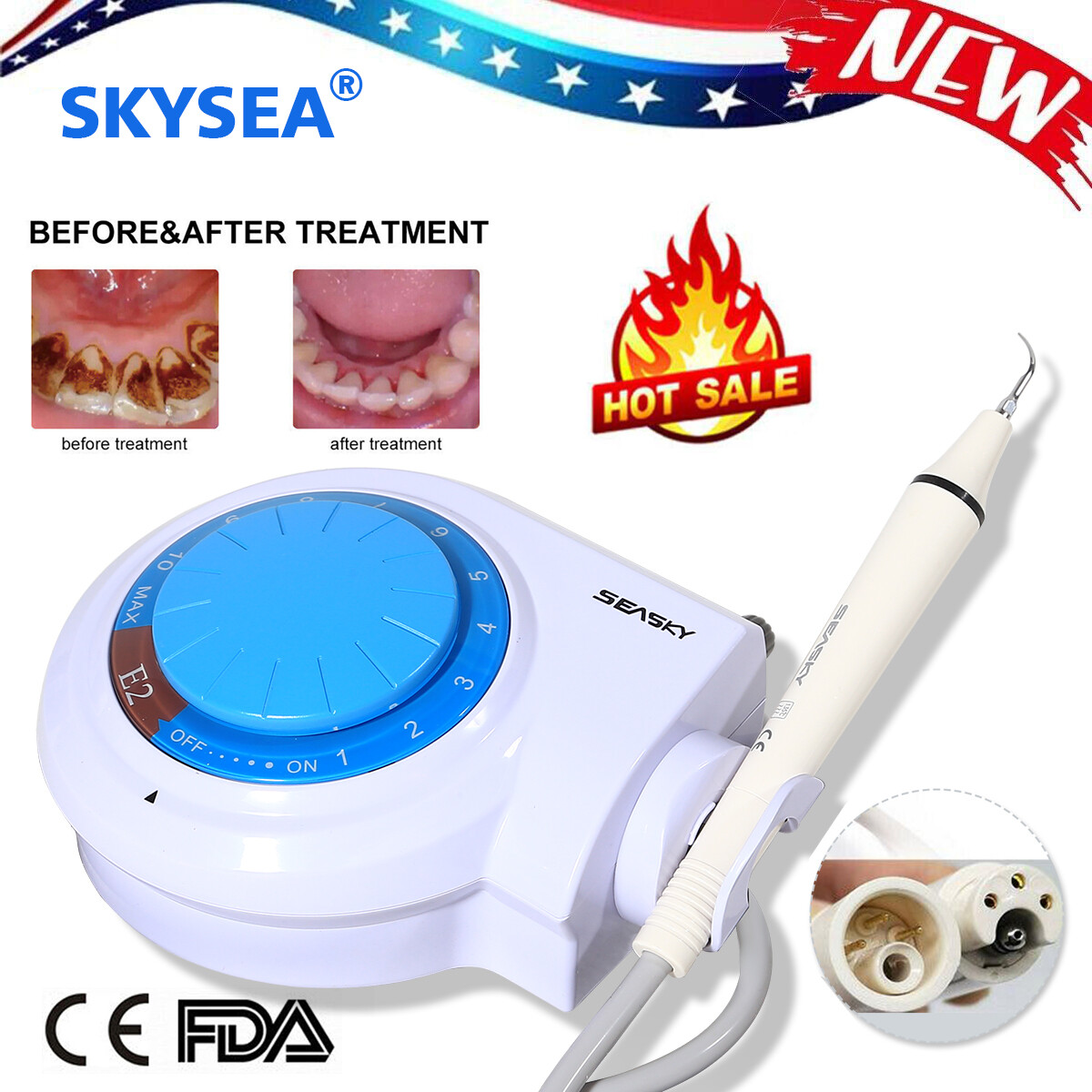 Dental Electric Ultrasonic Piezo Scaler +5*Tips Handpiece fit EMS Cavitron Woodp