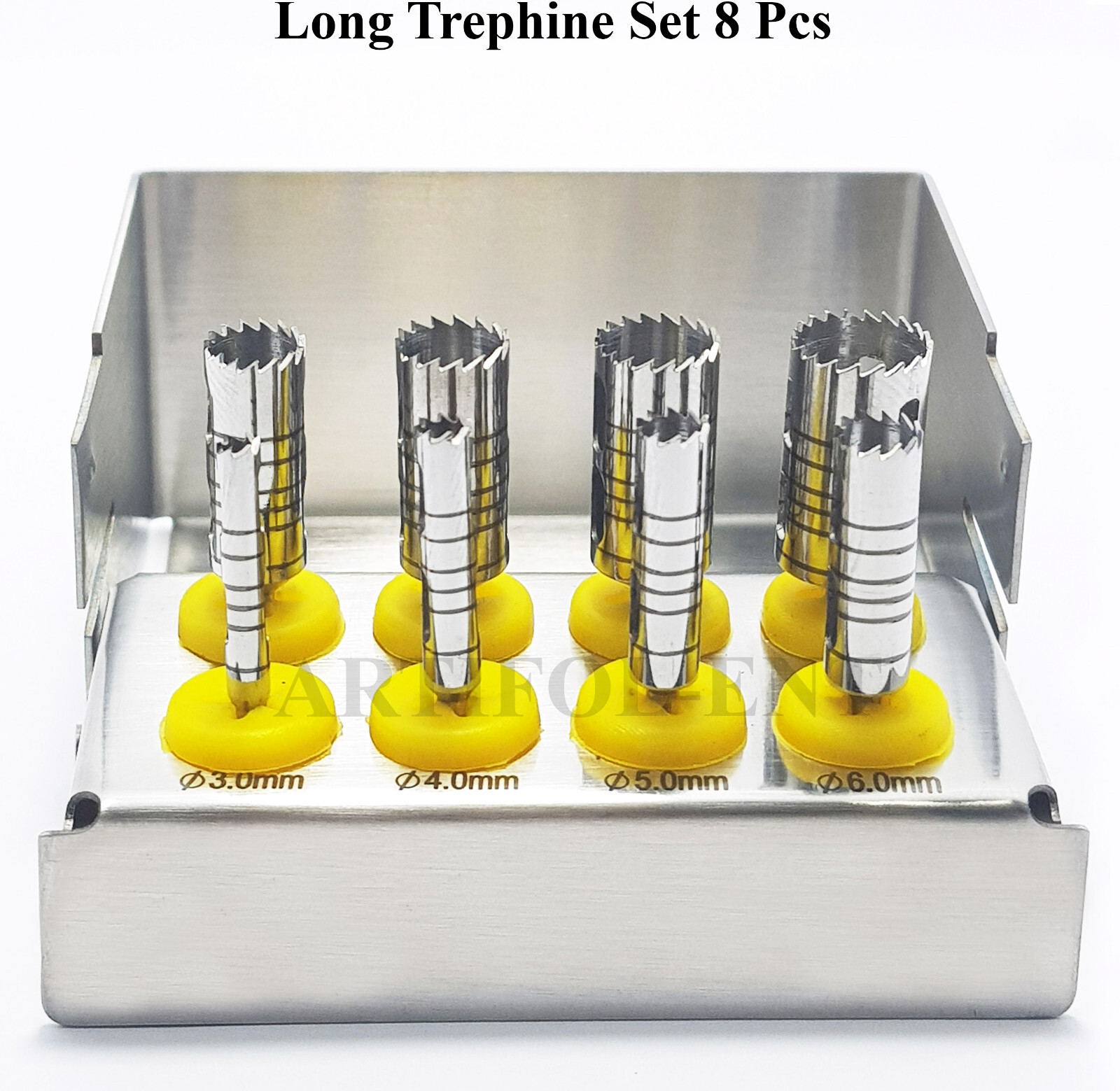 Dental Long Trephine Drills Kit 8 Pcs Implant Crown Removal Tool With Bur Holder