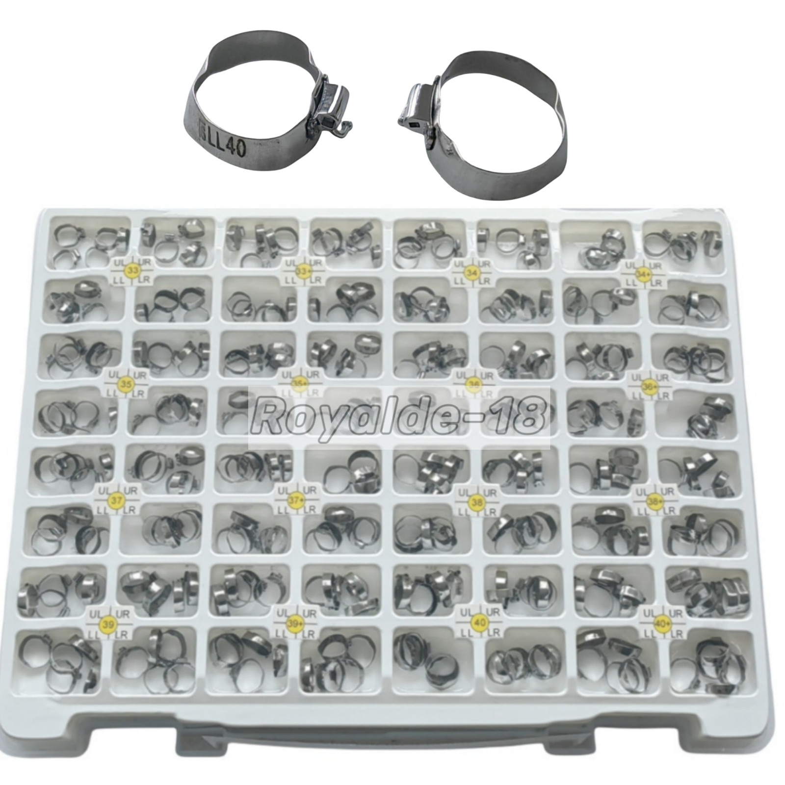 Dental Orthodontic Molar Plain Bands U2/L1 U1/L1 Tube #33-#40+ 320Pcs/Lot