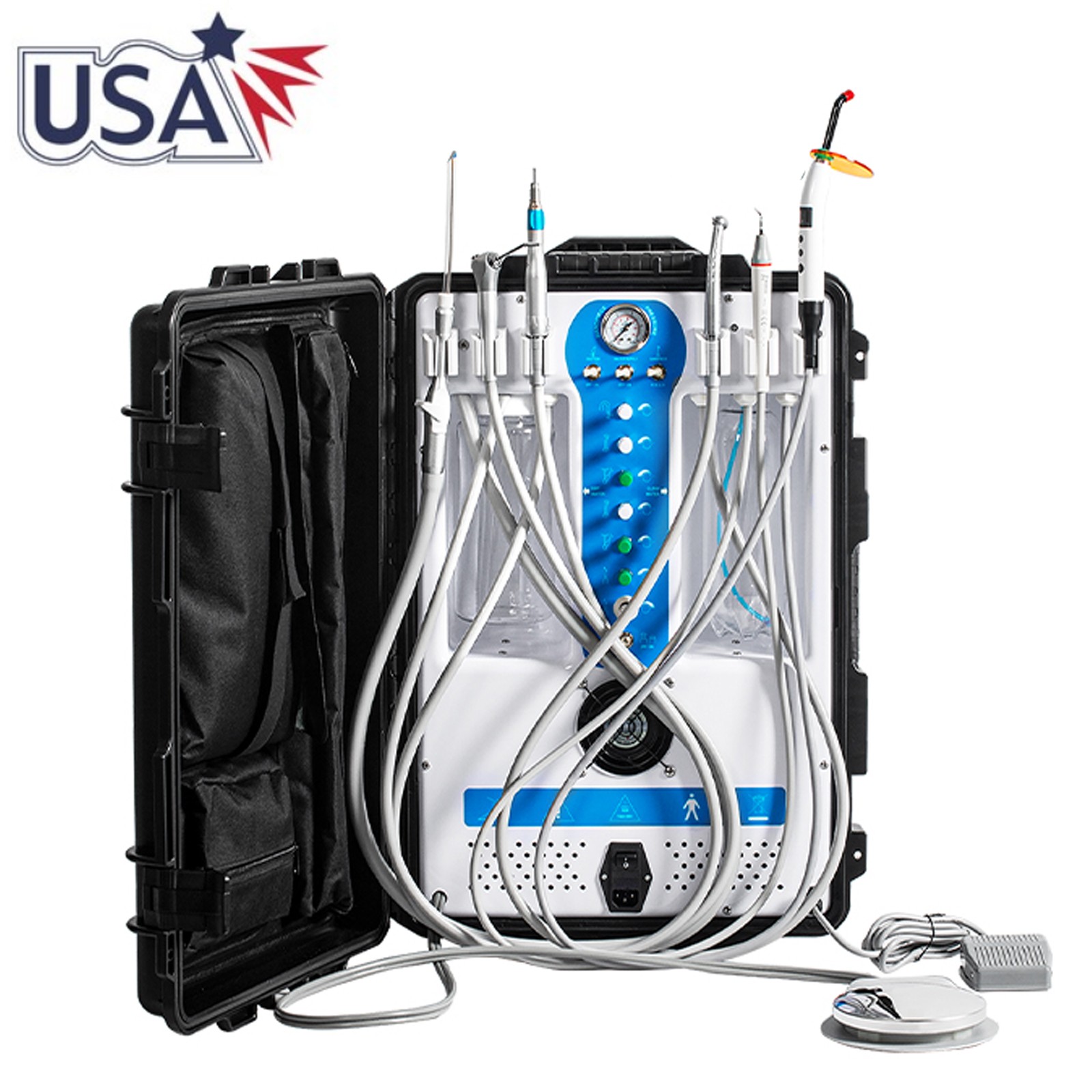 Portable Dental Mobile Delivery Unit System w/Air Compressor 4Holes Suction Cart