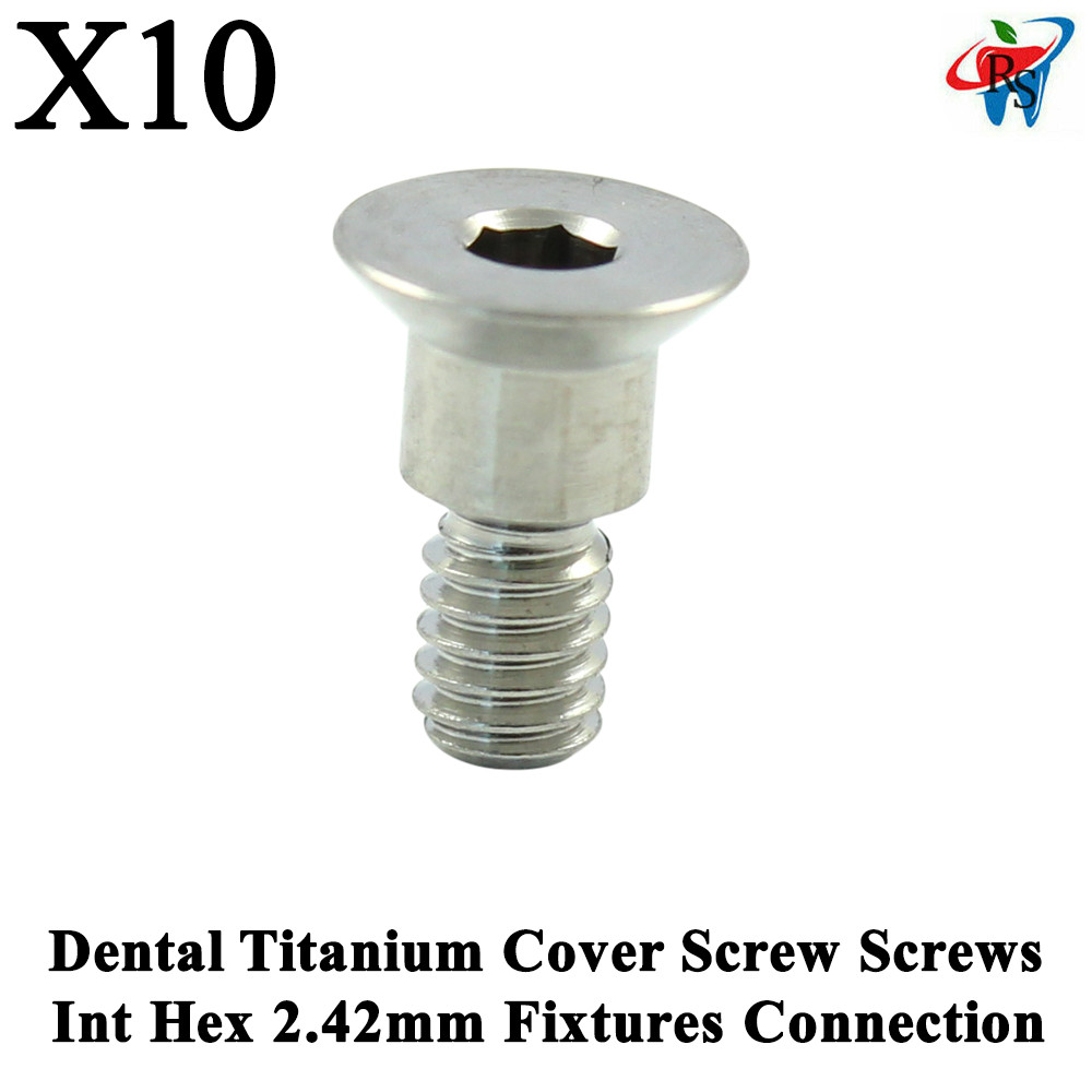 10x Dental Titanium Cover Screw Screws Int Hex 2.42mm Fixtures Connection