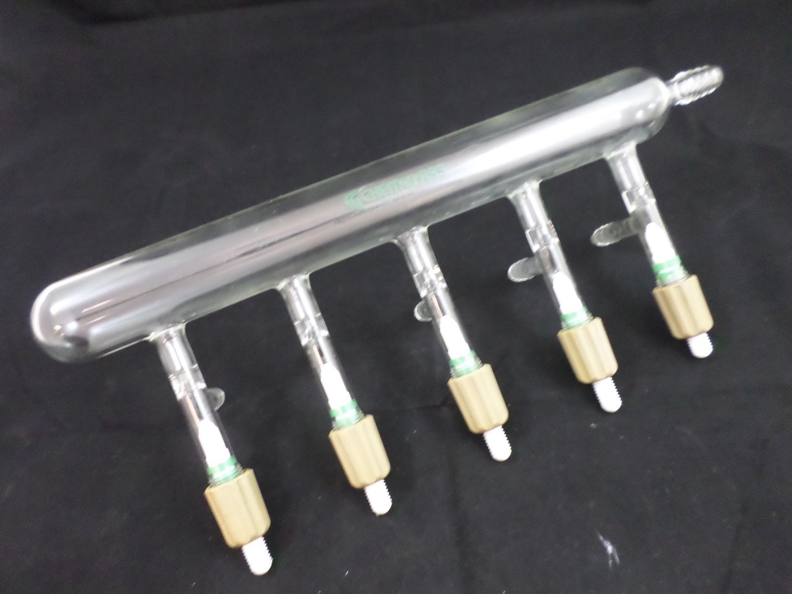 Chemglass Glass 360mm 5-port Single Bank Vacuum Manifold AIRFREE CG-4434-05