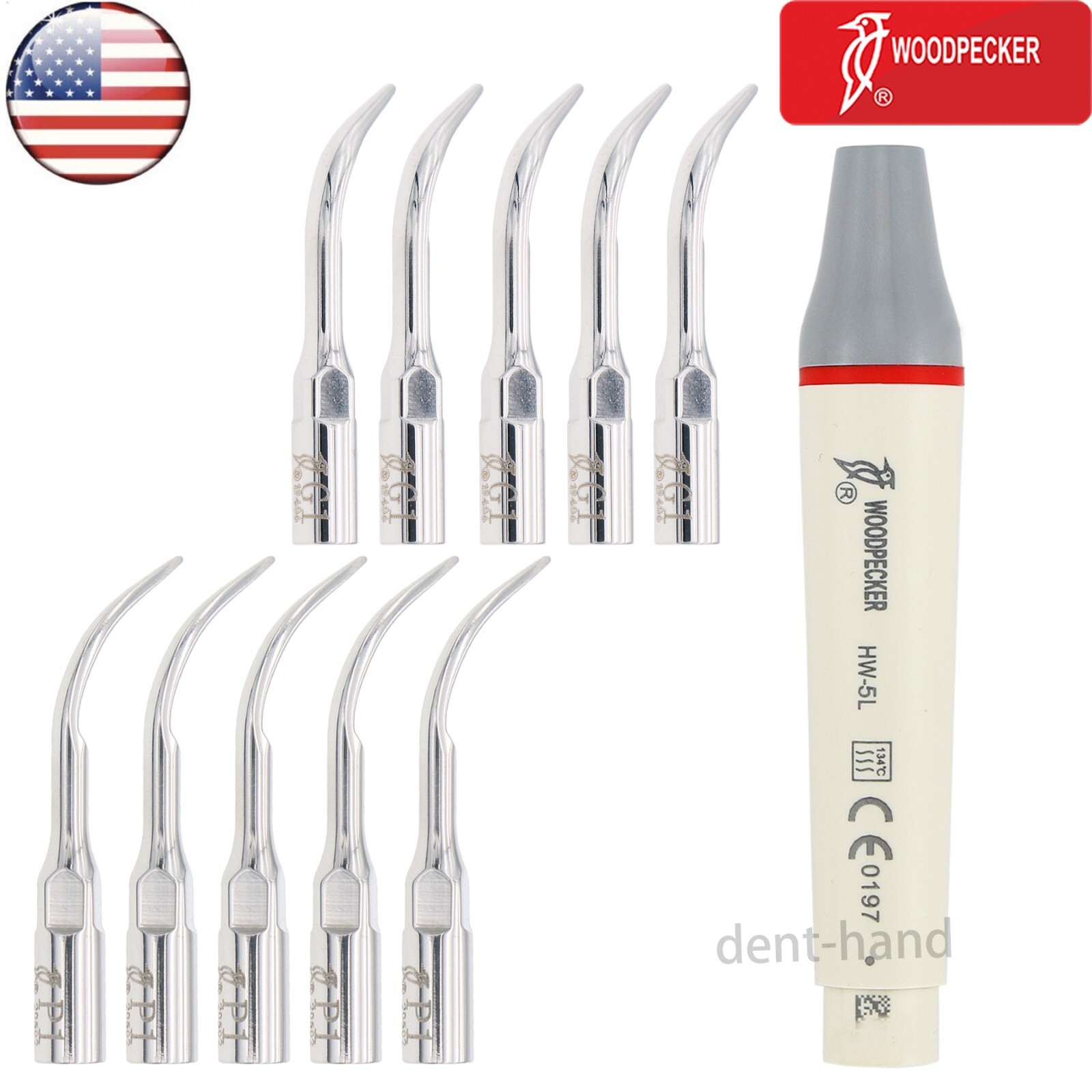 US Woodpecker Dental LED Scaler Tips G1 P1 Detachable Handpiece HW-5L fit EMS