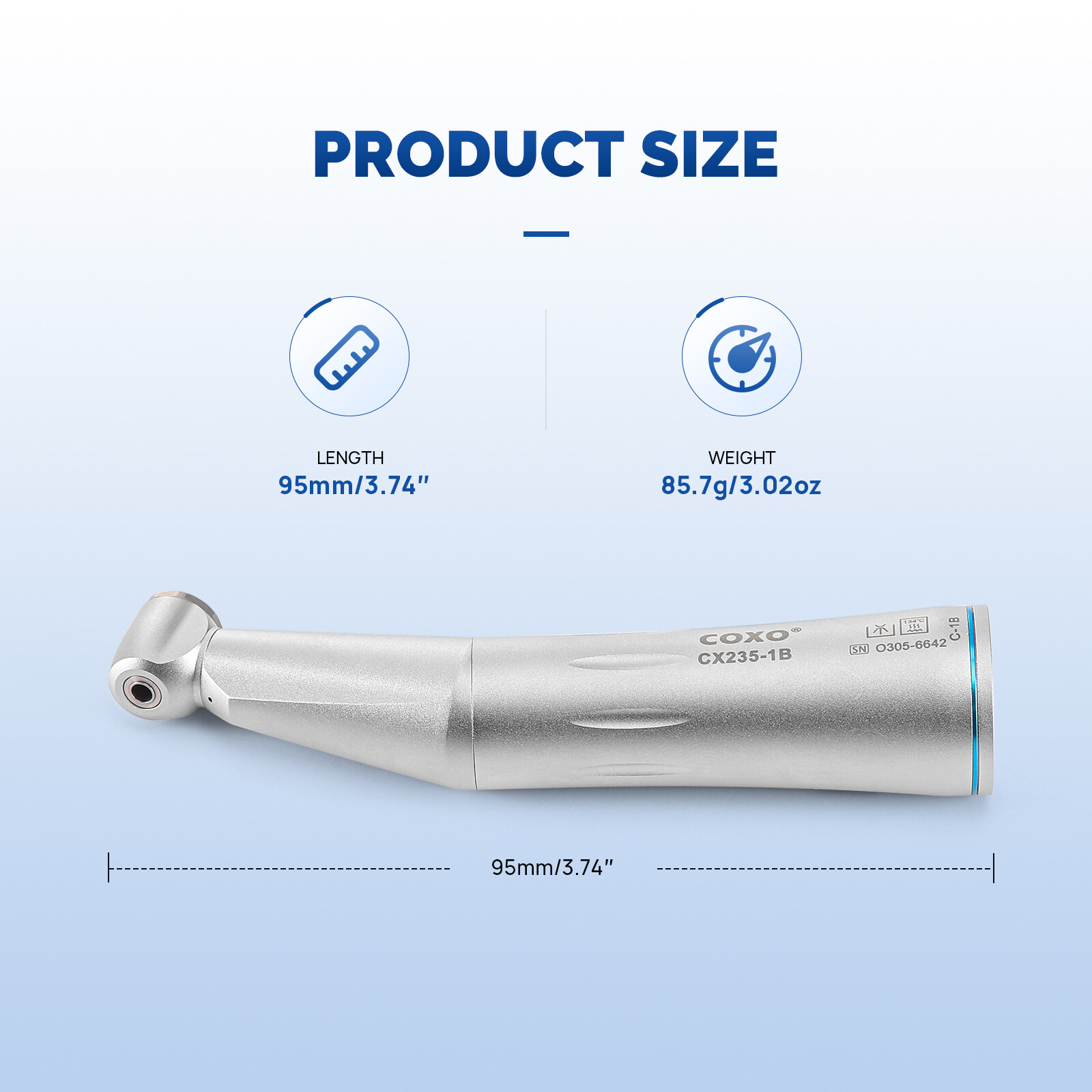 COXO CX235-1B Low Speed Handpiece 1:1 Inner Channel Contra Angle Max40, 000rpm