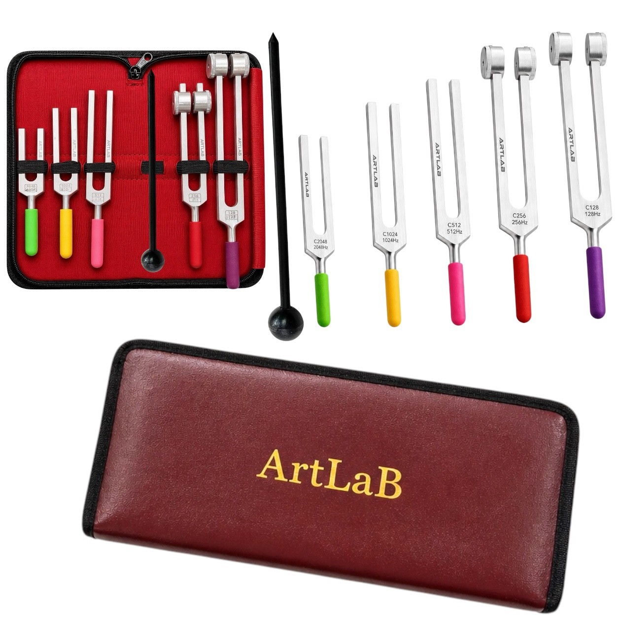 TUNING FORK SET-Tuning Fork Weight Aluminum Clinical Grade Nerve/Sensor W/Hammer