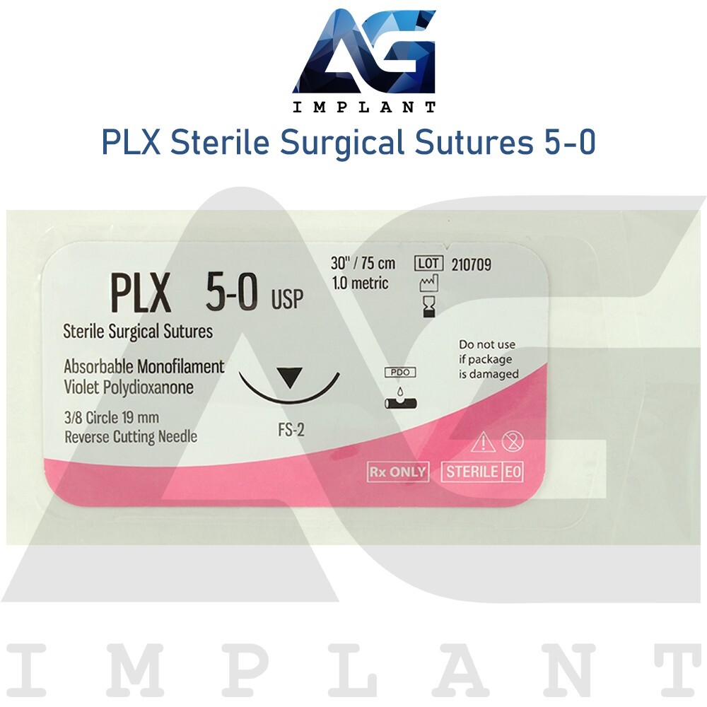 5-0 PLX Sterile Training 75cm Sut ures Violet Monofilament Medical Dental 12pcs