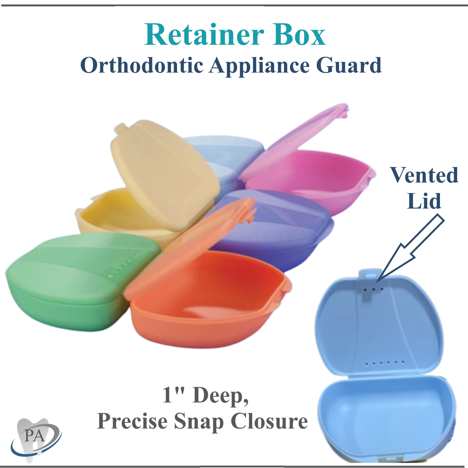 Dental Retainer Case Ortho Appliance Box, Patient Stickers, 1″Deep, Upto 100/Cs