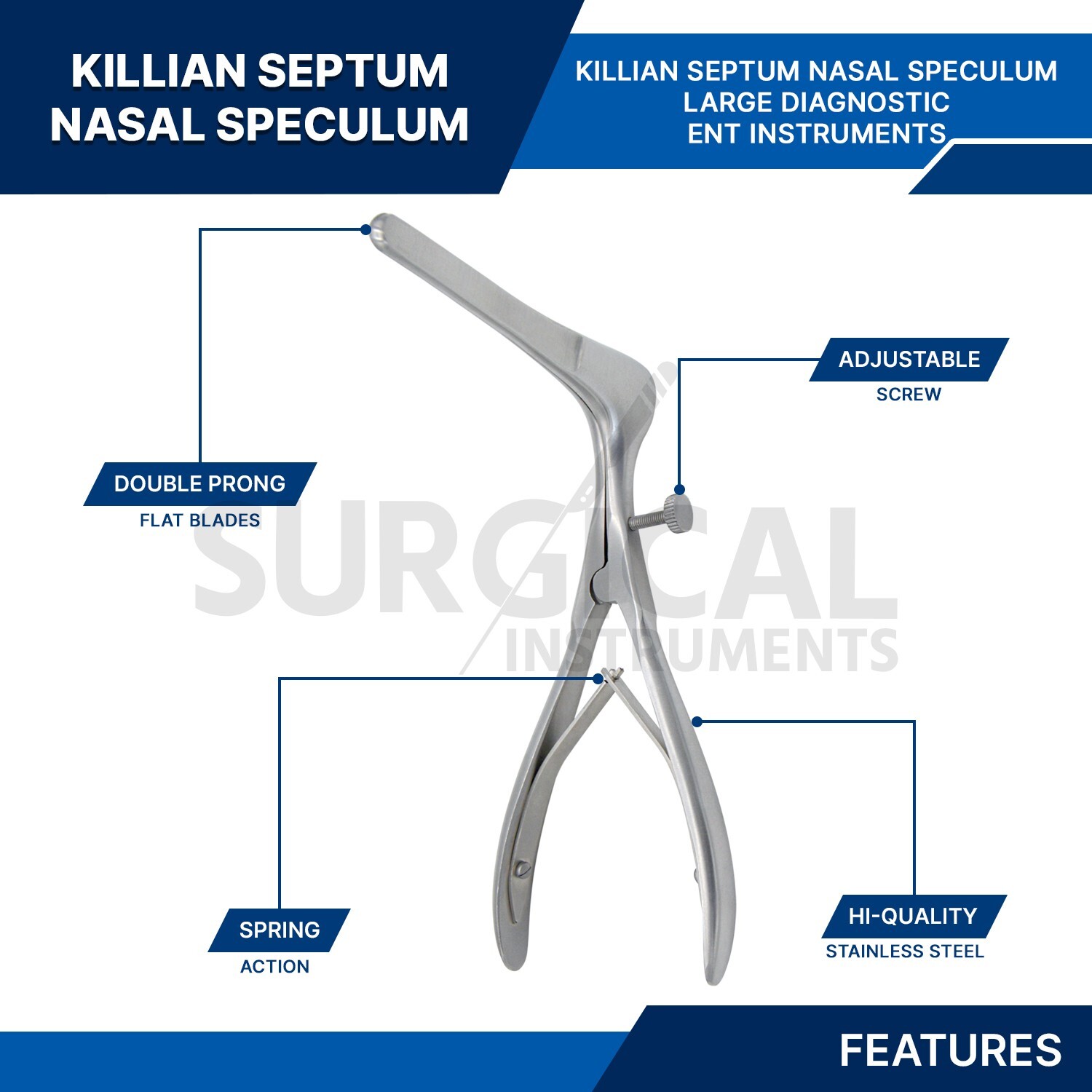 KILLIAN Septum Nasal Speculum 6.00″ BLADE 3″ (7.6cm) Stainless German Grade